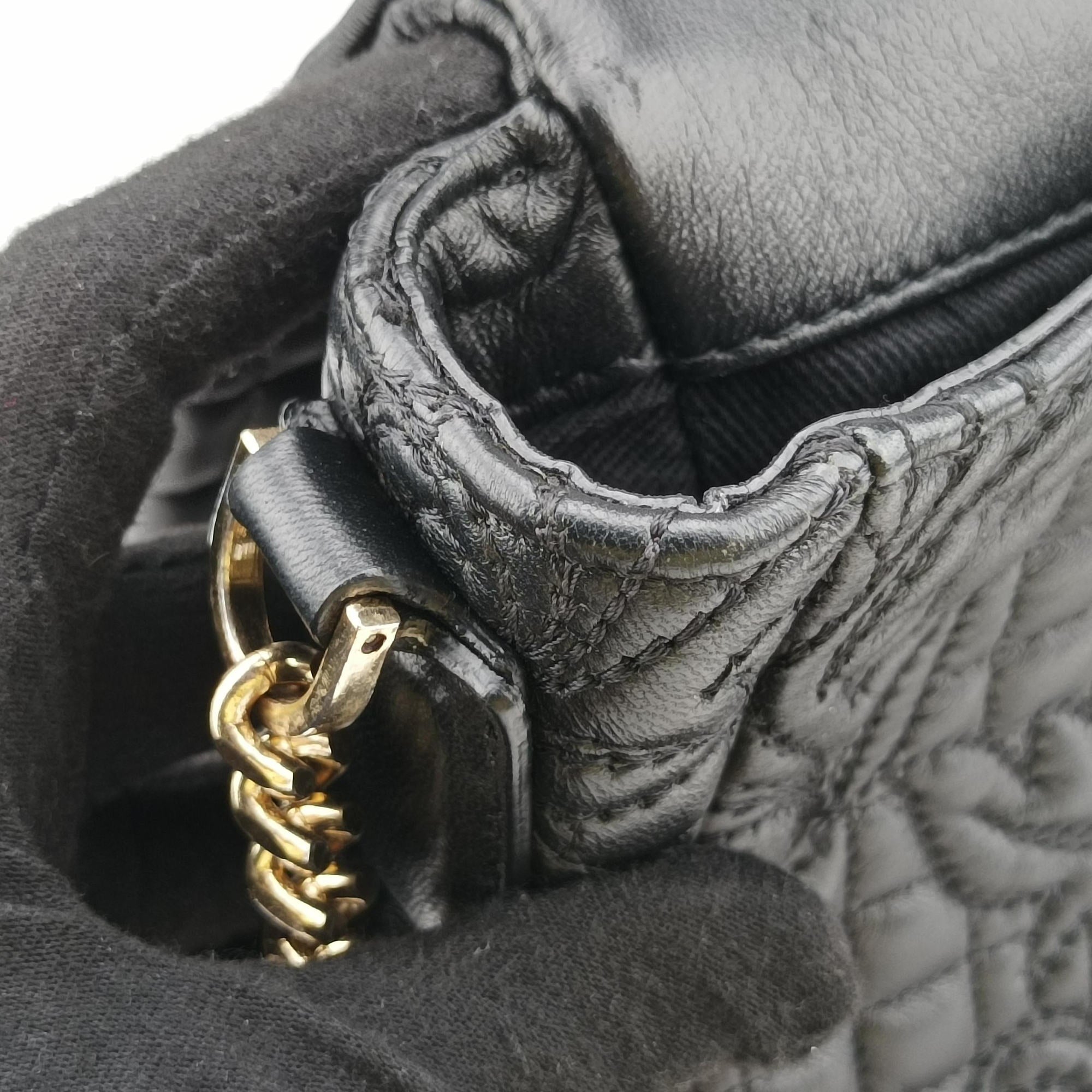 Pre-owned VERSACE Vanitas Medusa Black leather  shoulderbag | stylenewstar