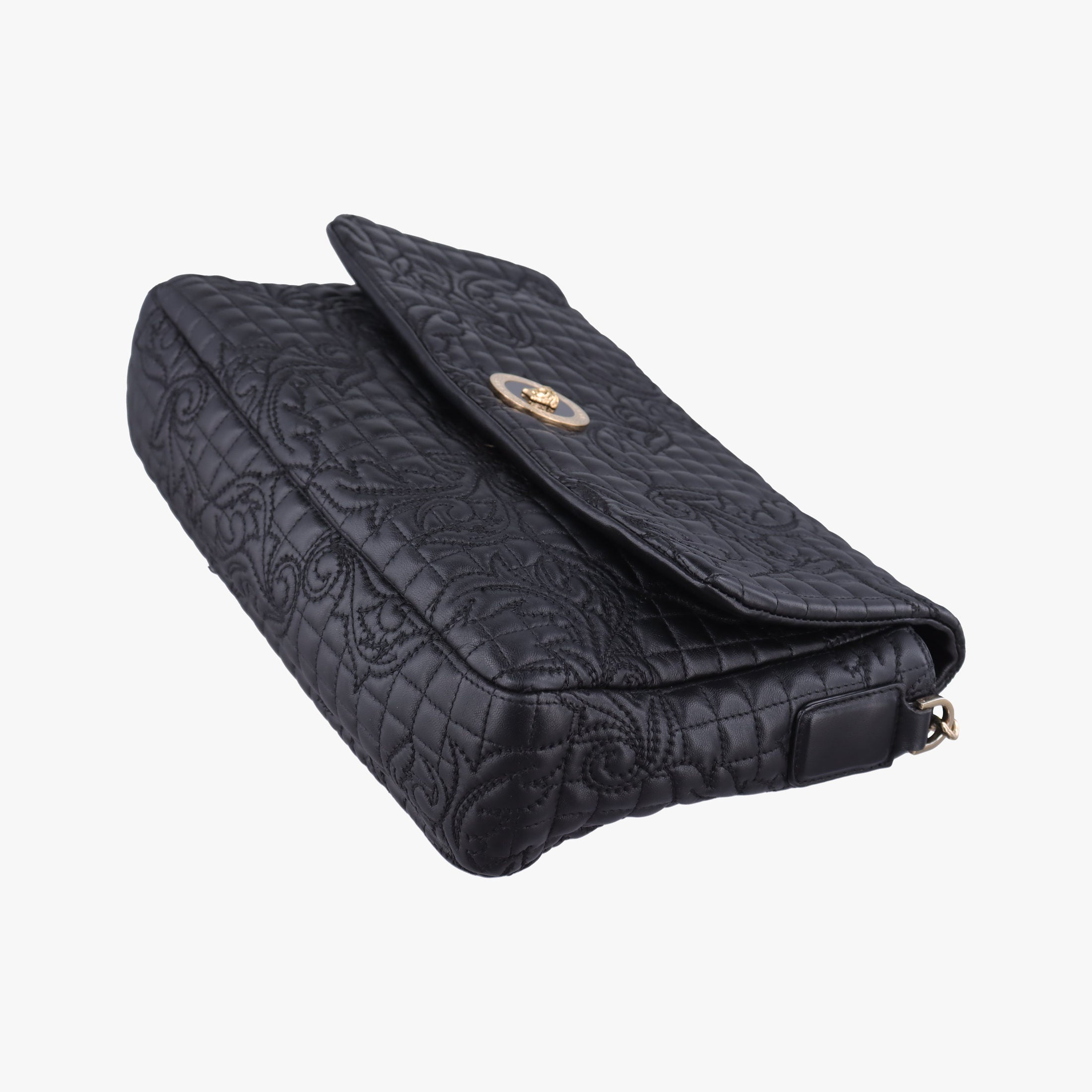 Pre-owned VERSACE Vanitas Medusa Black leather  shoulderbag | stylenewstar