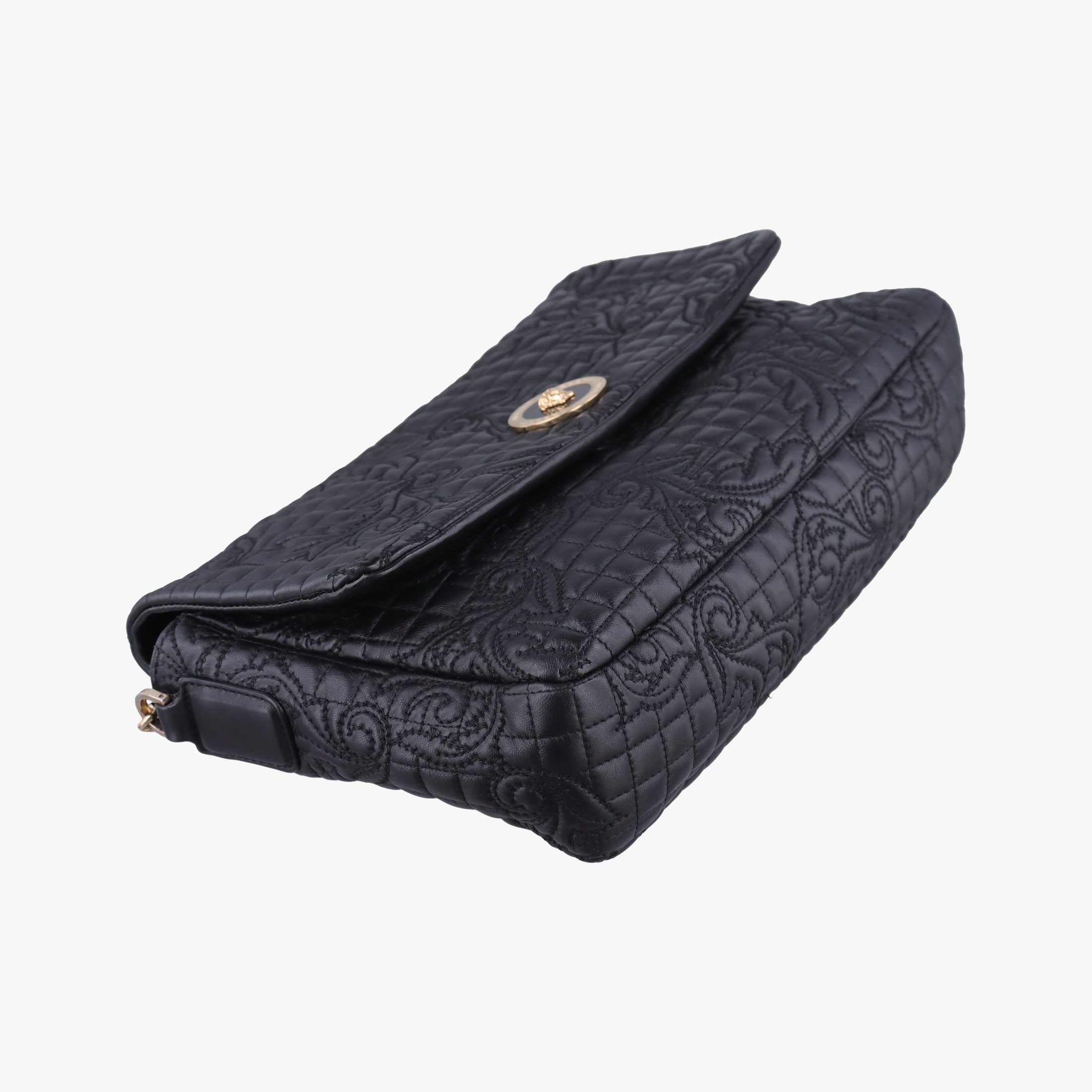 Pre-owned VERSACE Vanitas Medusa Black leather  shoulderbag | stylenewstar
