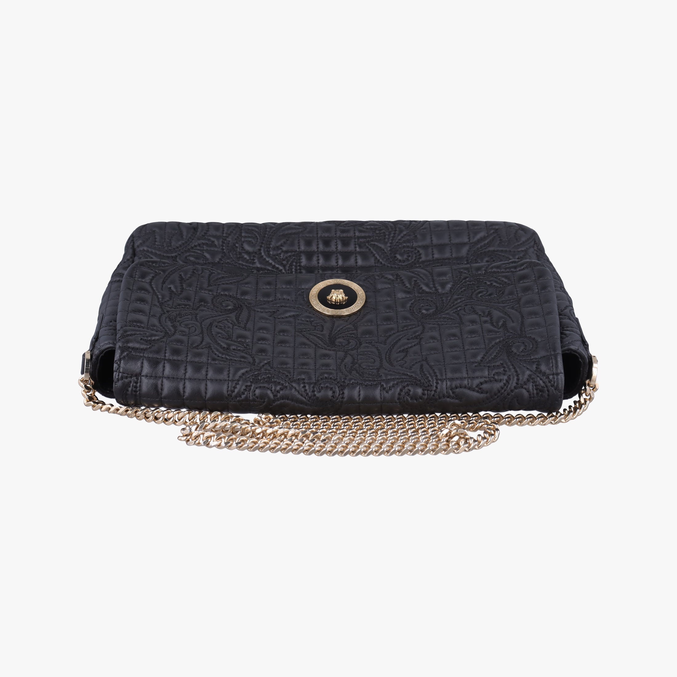 Pre-owned VERSACE Vanitas Medusa Black leather  shoulderbag | stylenewstar