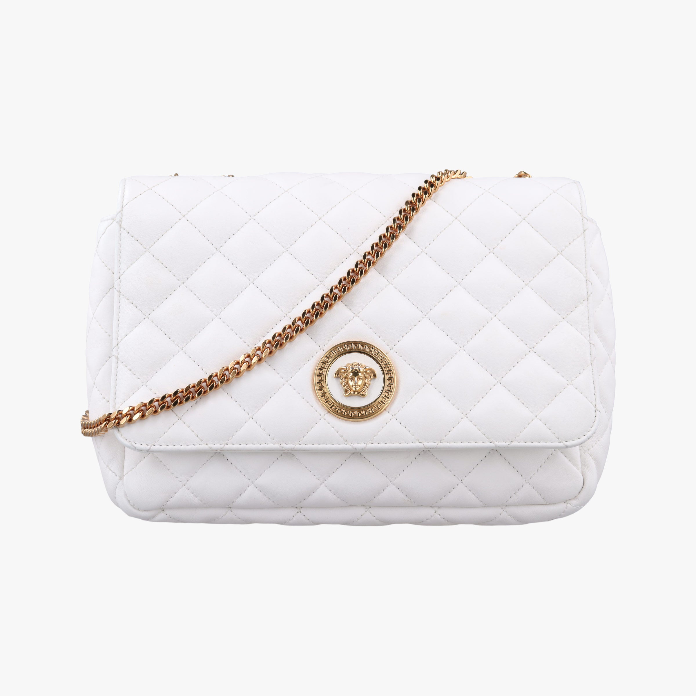Vintage VERSACE Medusa White Leather  shoulderbag | stylenewstar