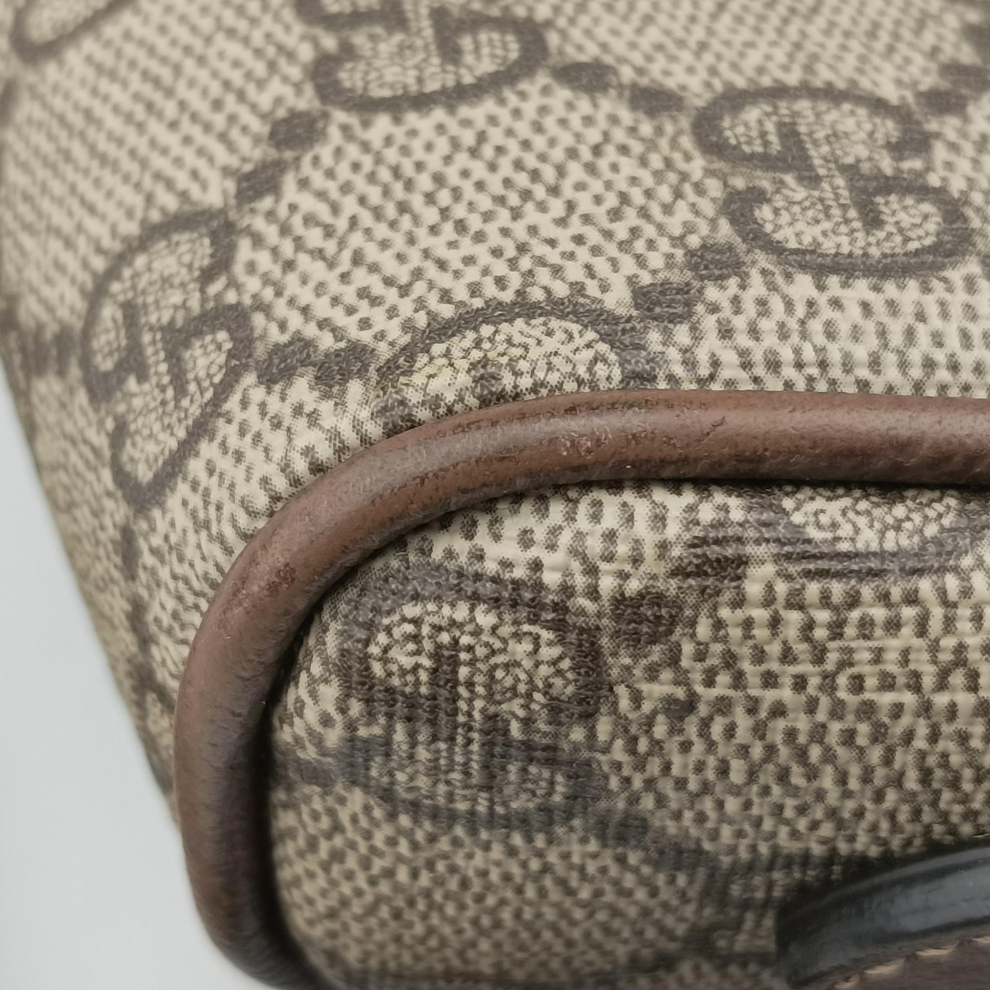 Pre-owned Gucci OPHIDIA brown×red×green PVC coated canvas×Leather 517350 shoulderbag | stylenewstar