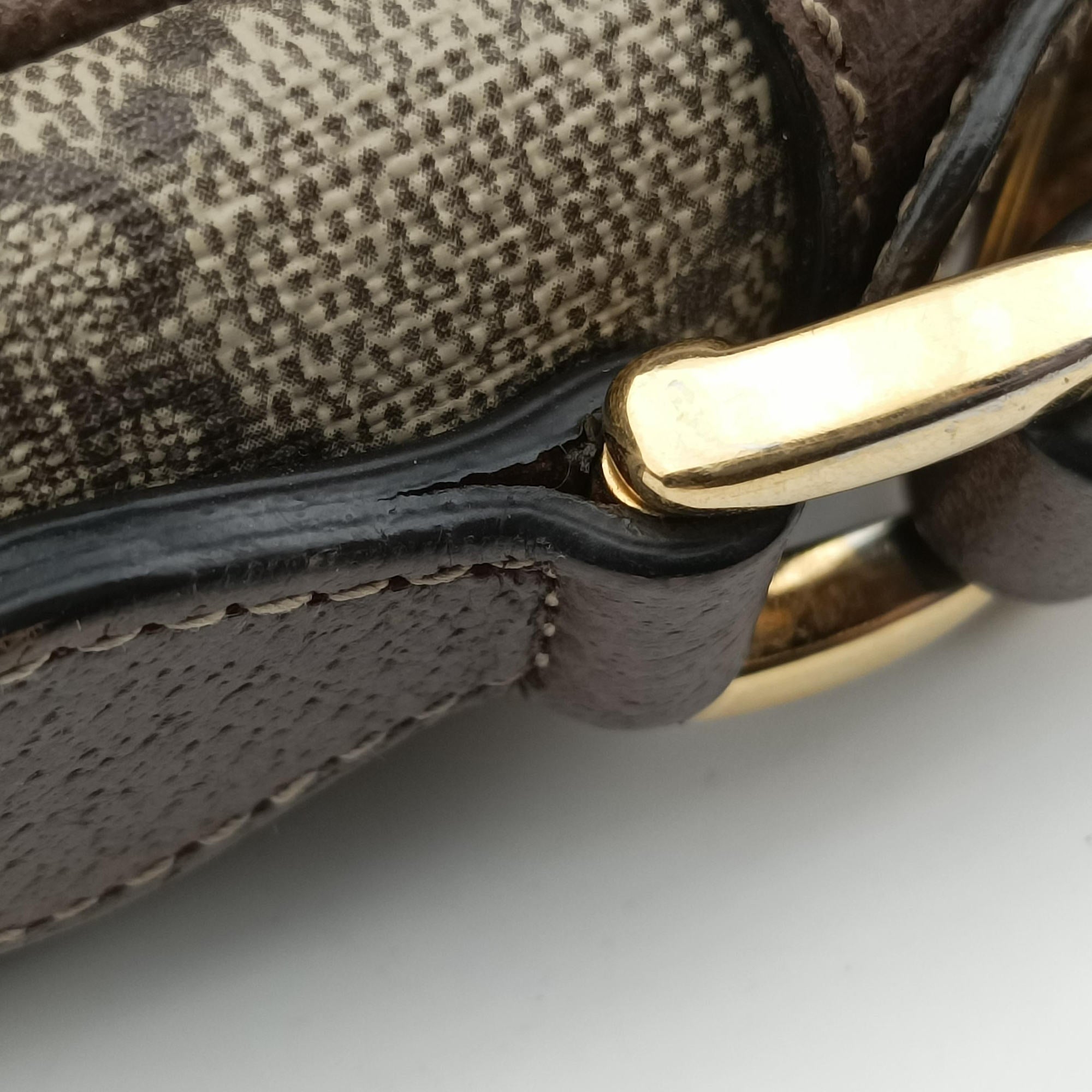 Pre-owned Gucci OPHIDIA brown×red×green PVC coated canvas×Leather 517350 shoulderbag | stylenewstar
