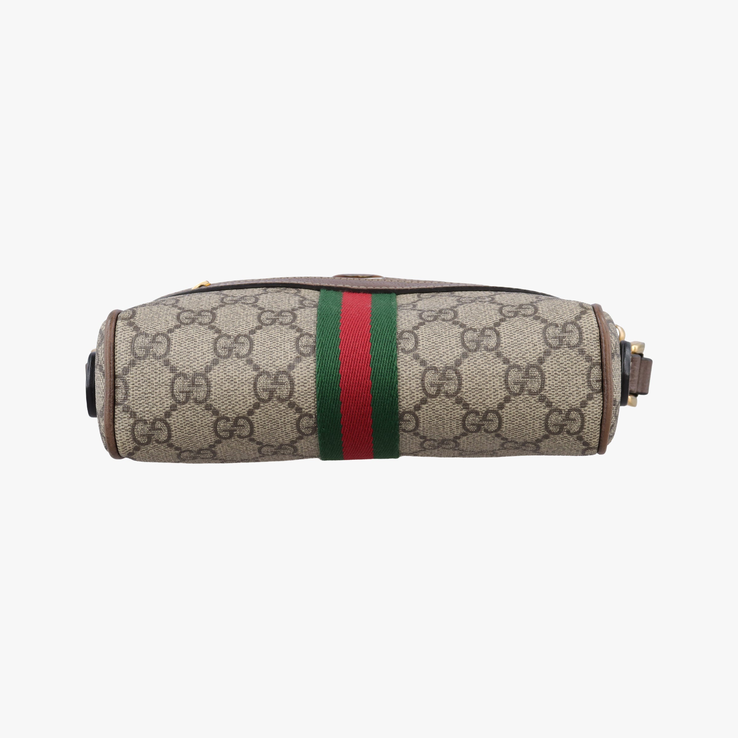 Pre-owned Gucci OPHIDIA brown×red×green PVC coated canvas×Leather 517350 shoulderbag | stylenewstar