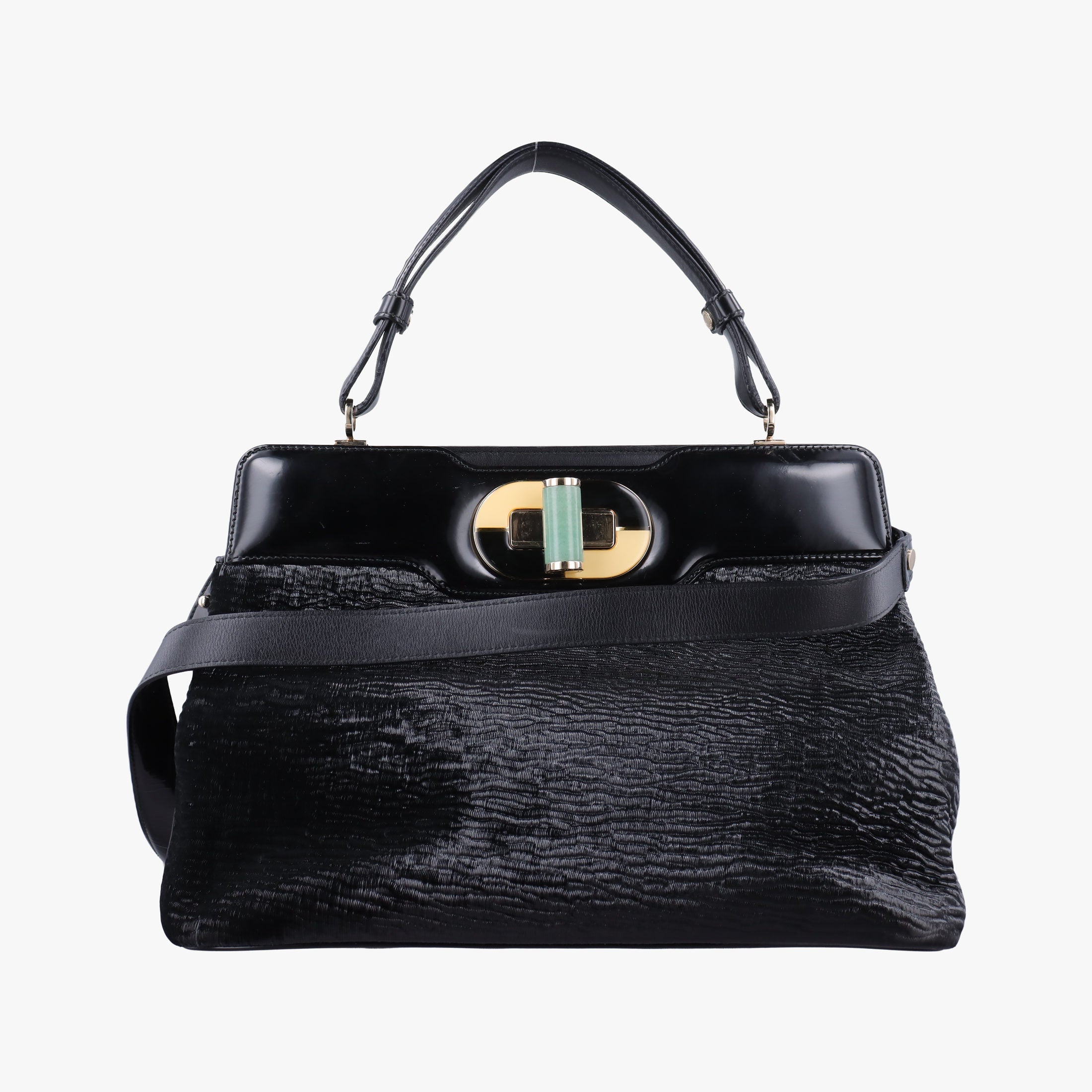 Pre-owned Bvlgari Python Isabella Rossellini Black patent  shoulderbag | stylenewstar