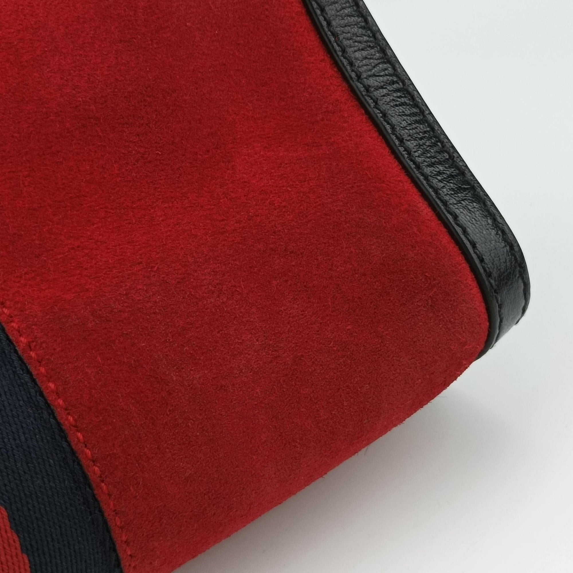Pre-owned Gucci Ophidia Red×Black Suede×leather 503877 shoulderbag | stylenewstar