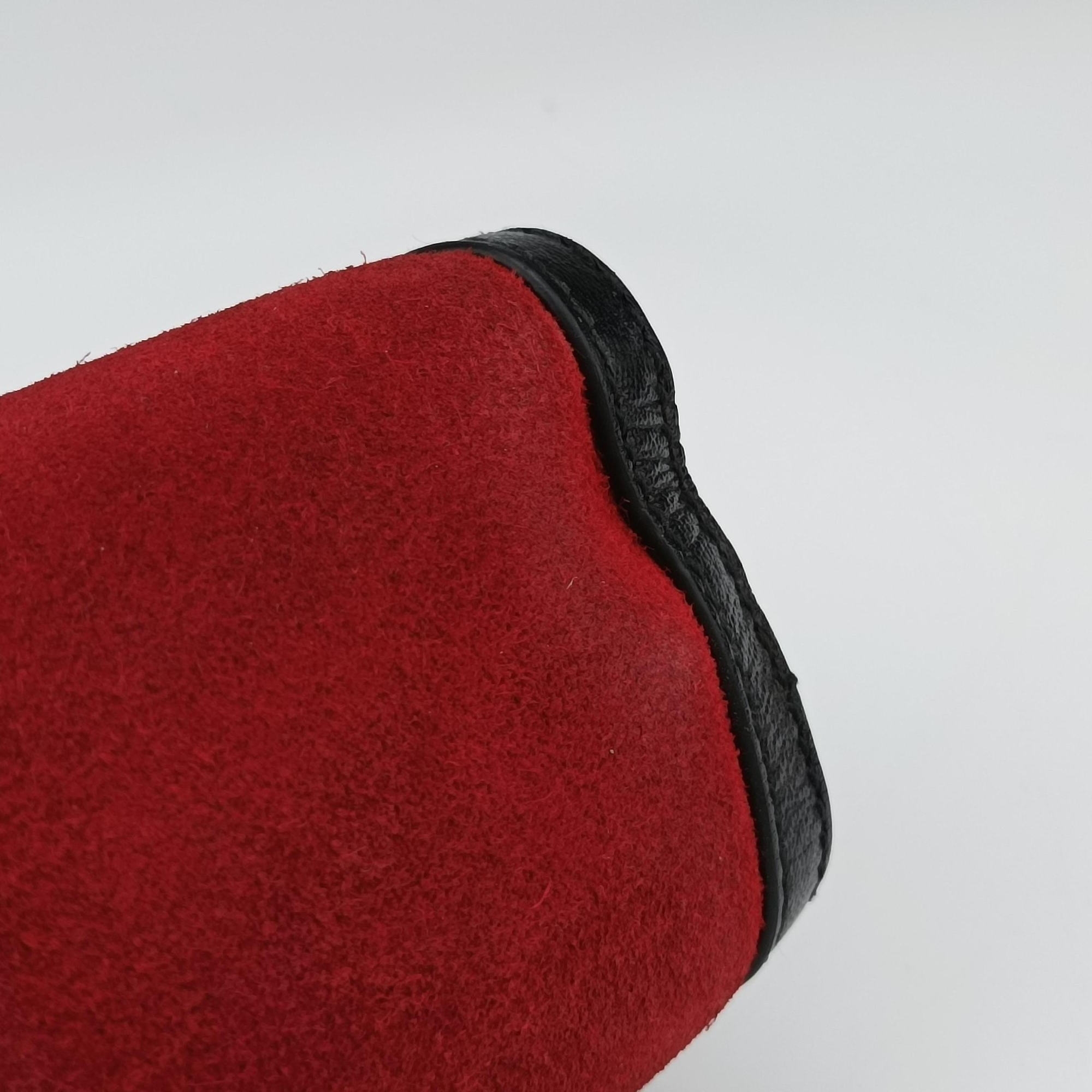 Pre-owned Gucci Ophidia Red×Black Suede×leather 503877 shoulderbag | stylenewstar