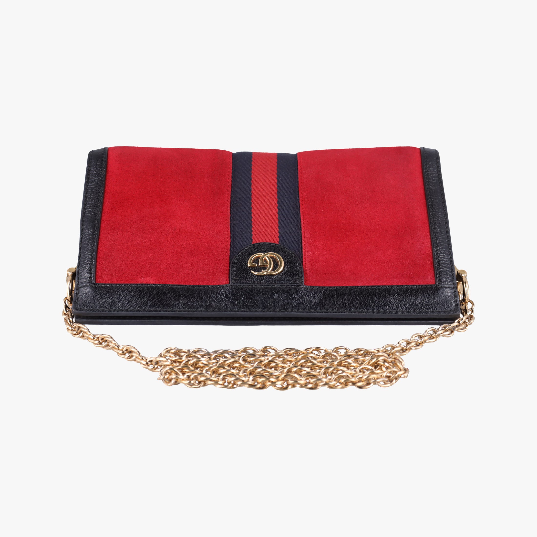 Pre-owned Gucci Ophidia Red×Black Suede×leather 503877 shoulderbag | stylenewstar