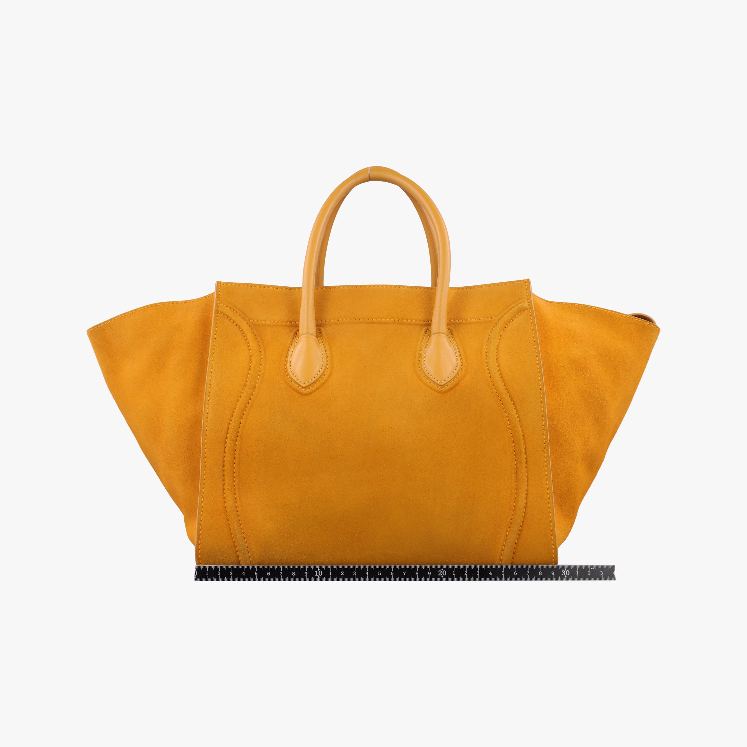 Pre-owned Celine Luggage Small Square Phantom Yellow suede  handbag | stylenewstar