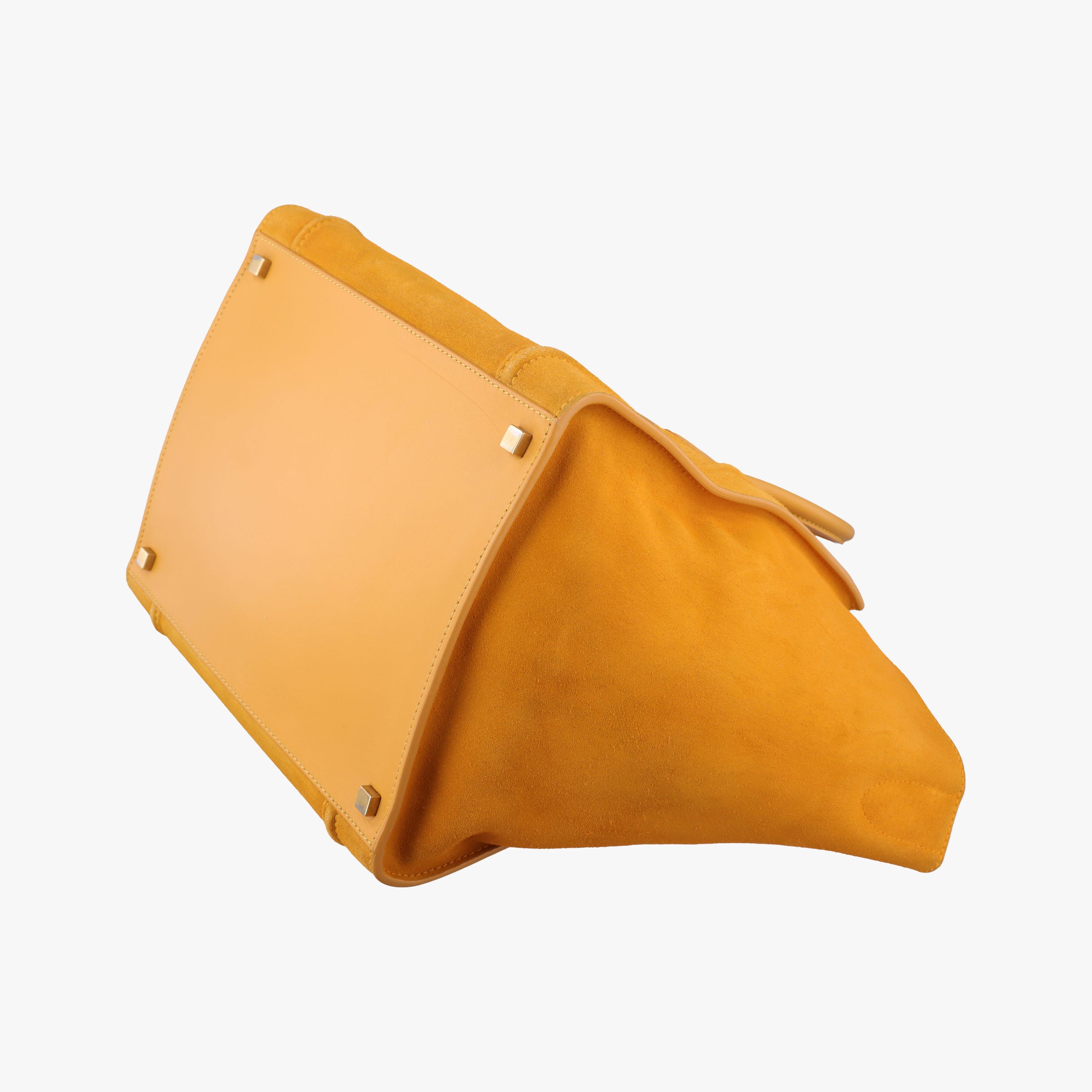 Pre-owned Celine Luggage Small Square Phantom Yellow suede  handbag | stylenewstar