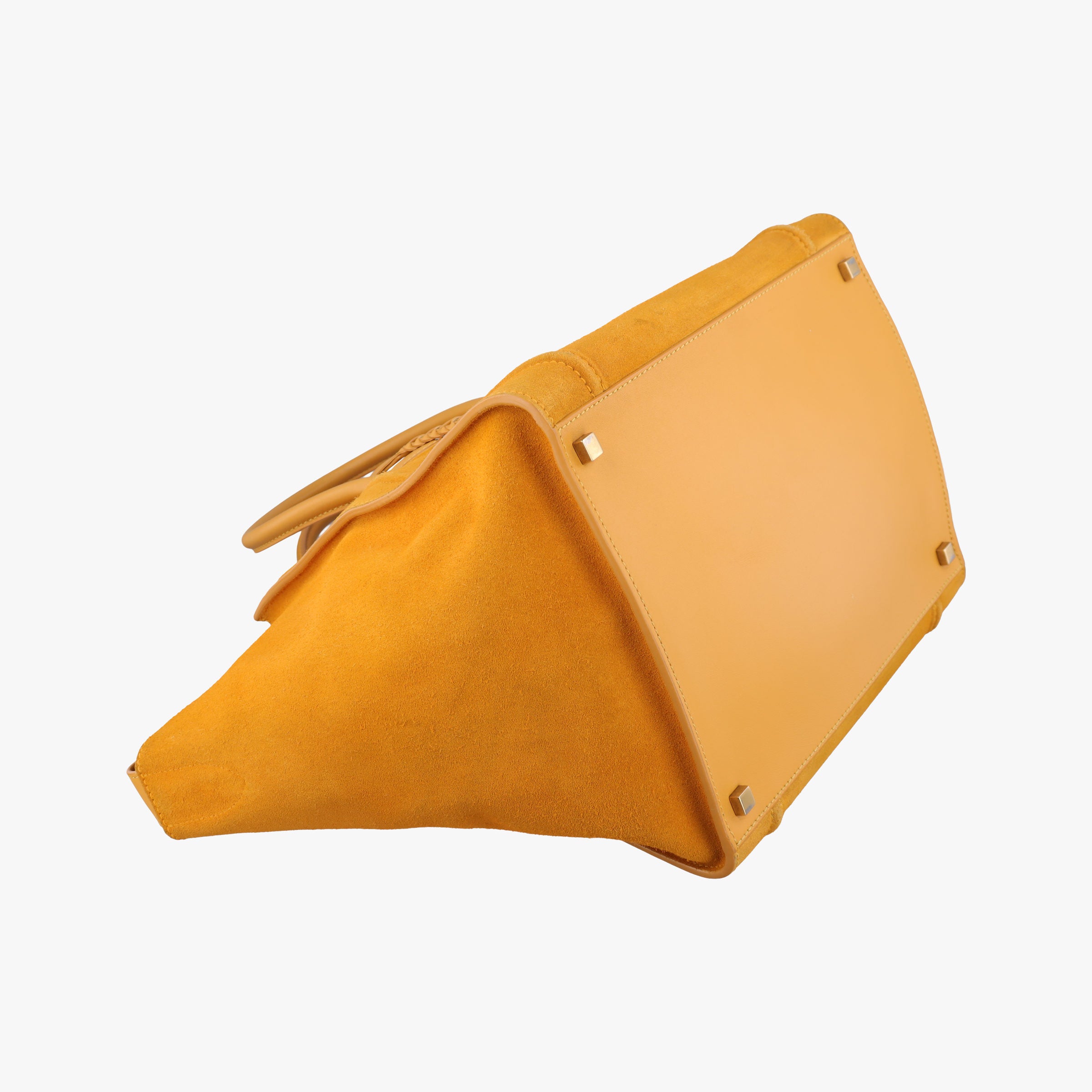 Pre-owned Celine Luggage Small Square Phantom Yellow suede  handbag | stylenewstar