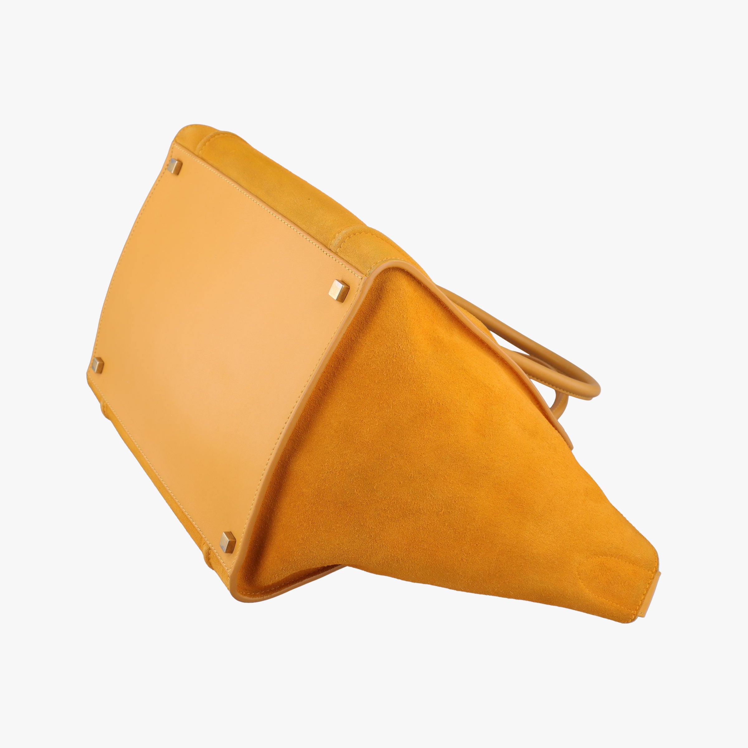 Pre-owned Celine Luggage Small Square Phantom Yellow suede  handbag | stylenewstar