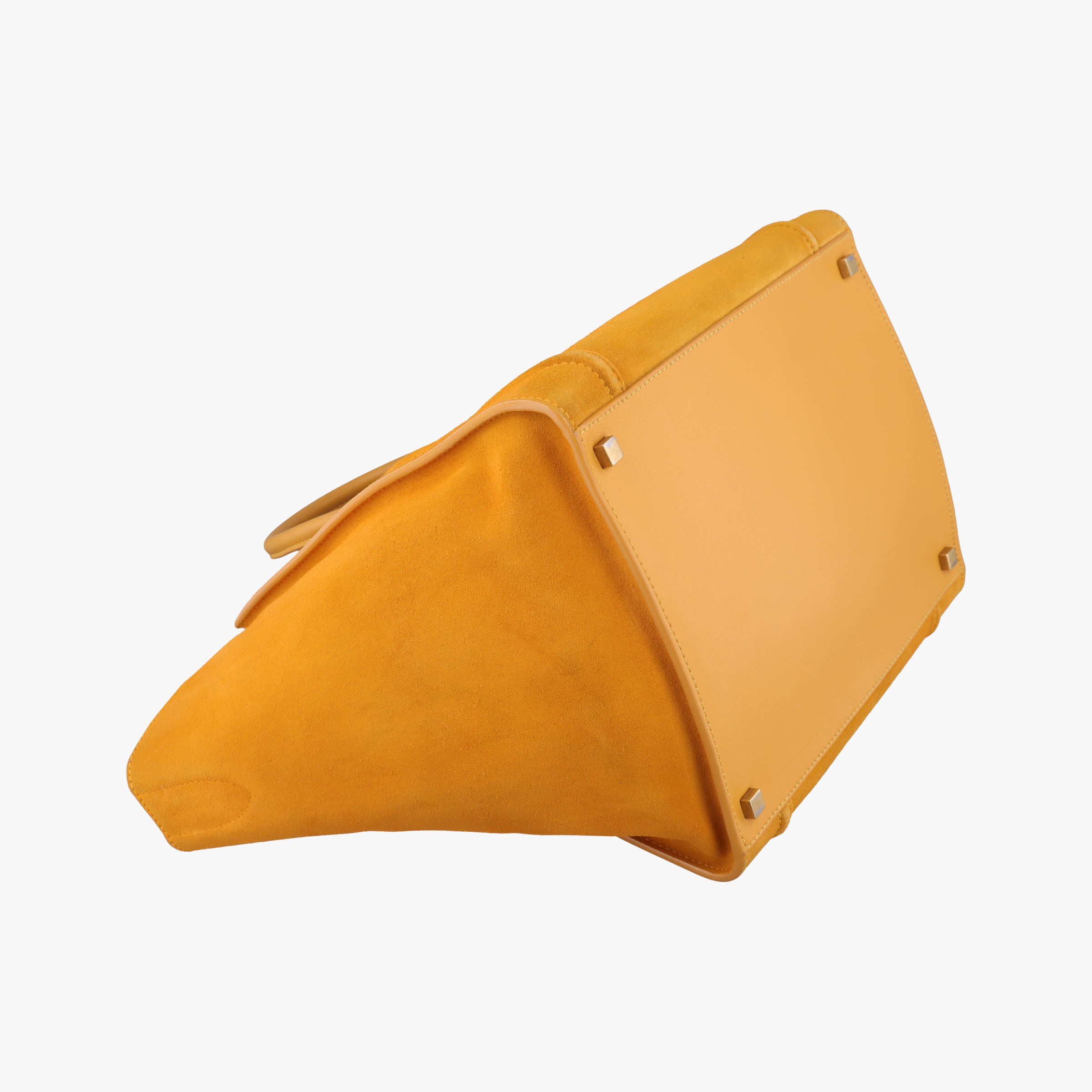 Pre-owned Celine Luggage Small Square Phantom Yellow suede  handbag | stylenewstar