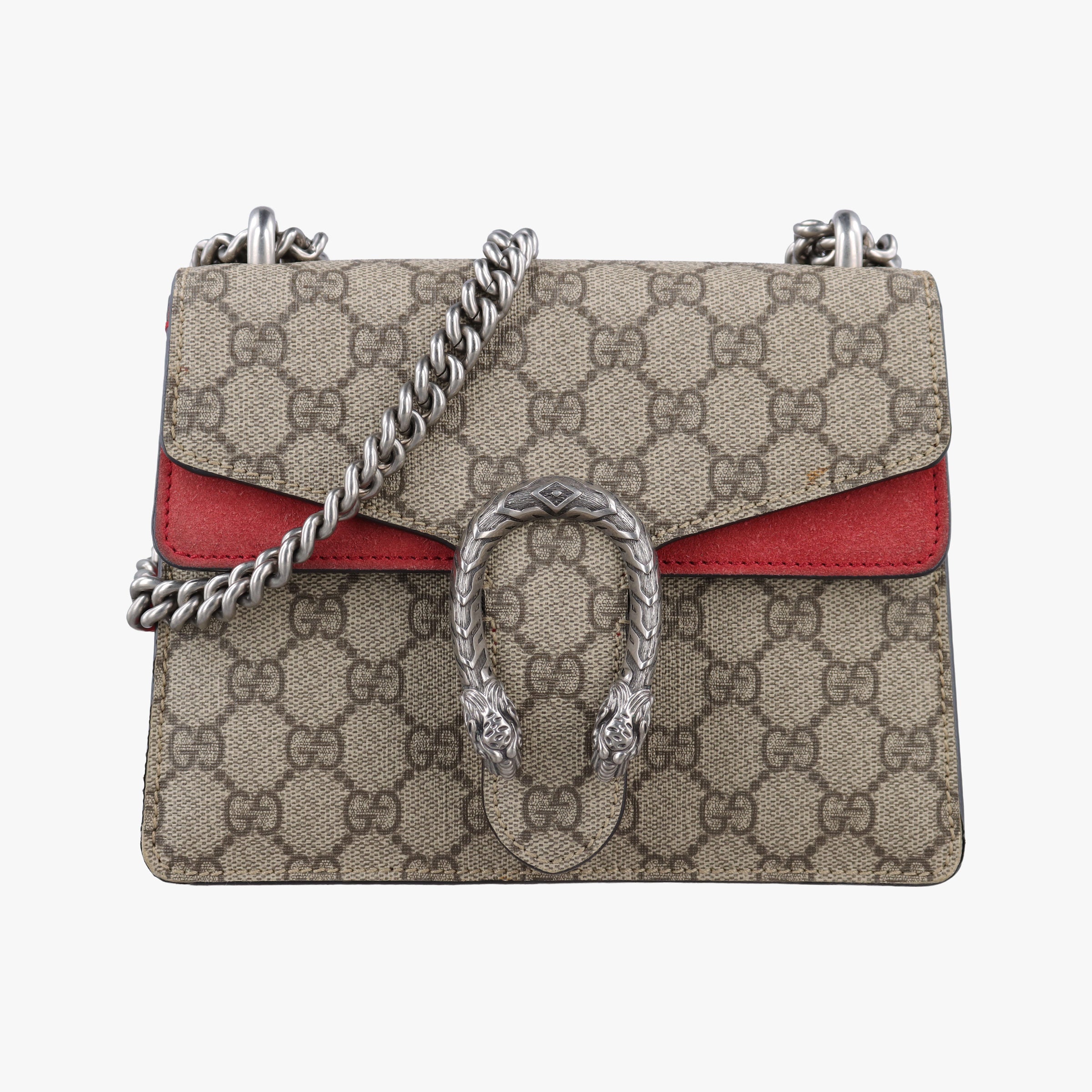 Pre-owned Gucci Dionysus beige×red PVC coated canvas×suede 421970 shoulderbag | stylenewstar