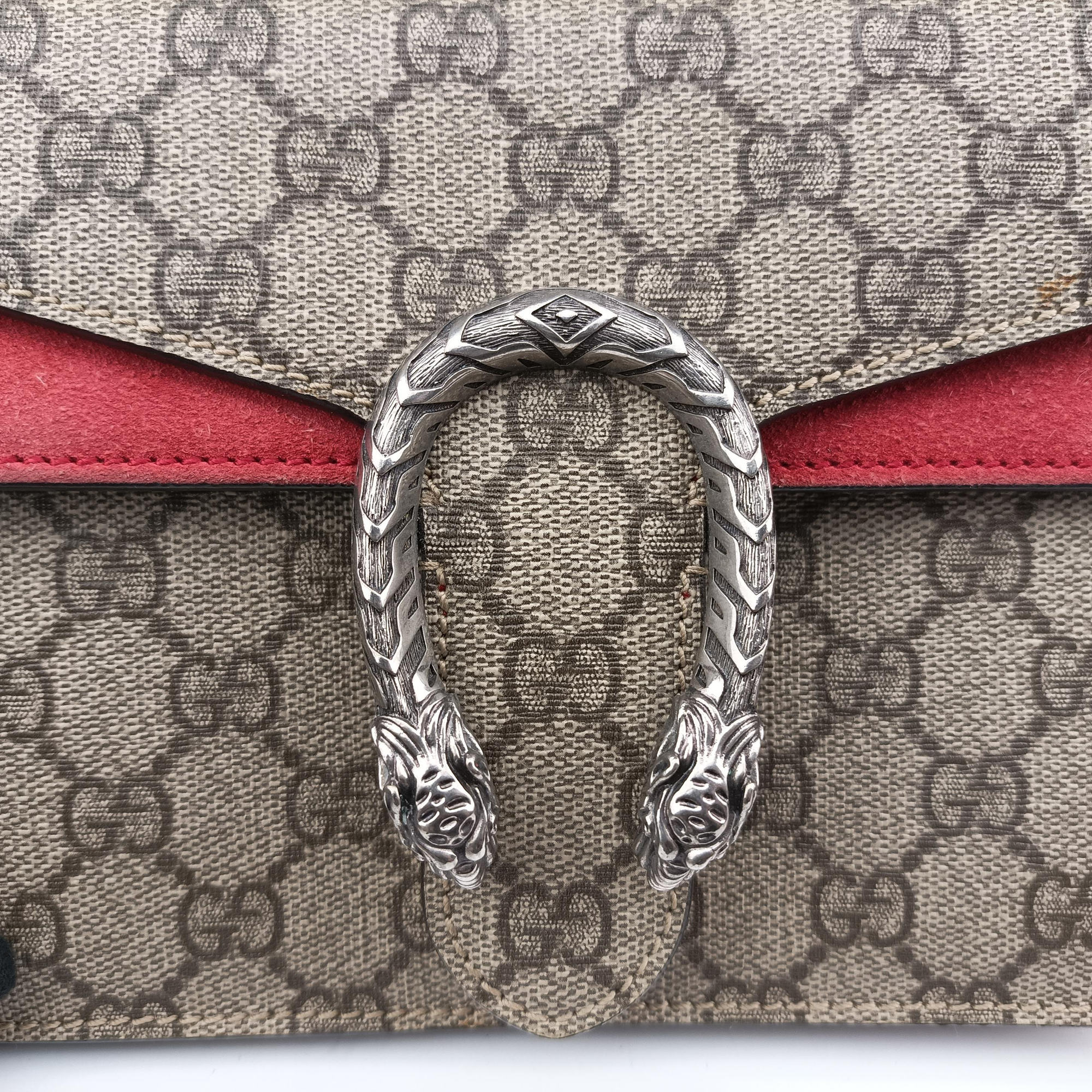Pre-owned Gucci Dionysus beige×red PVC coated canvas×suede 421970 shoulderbag | stylenewstar