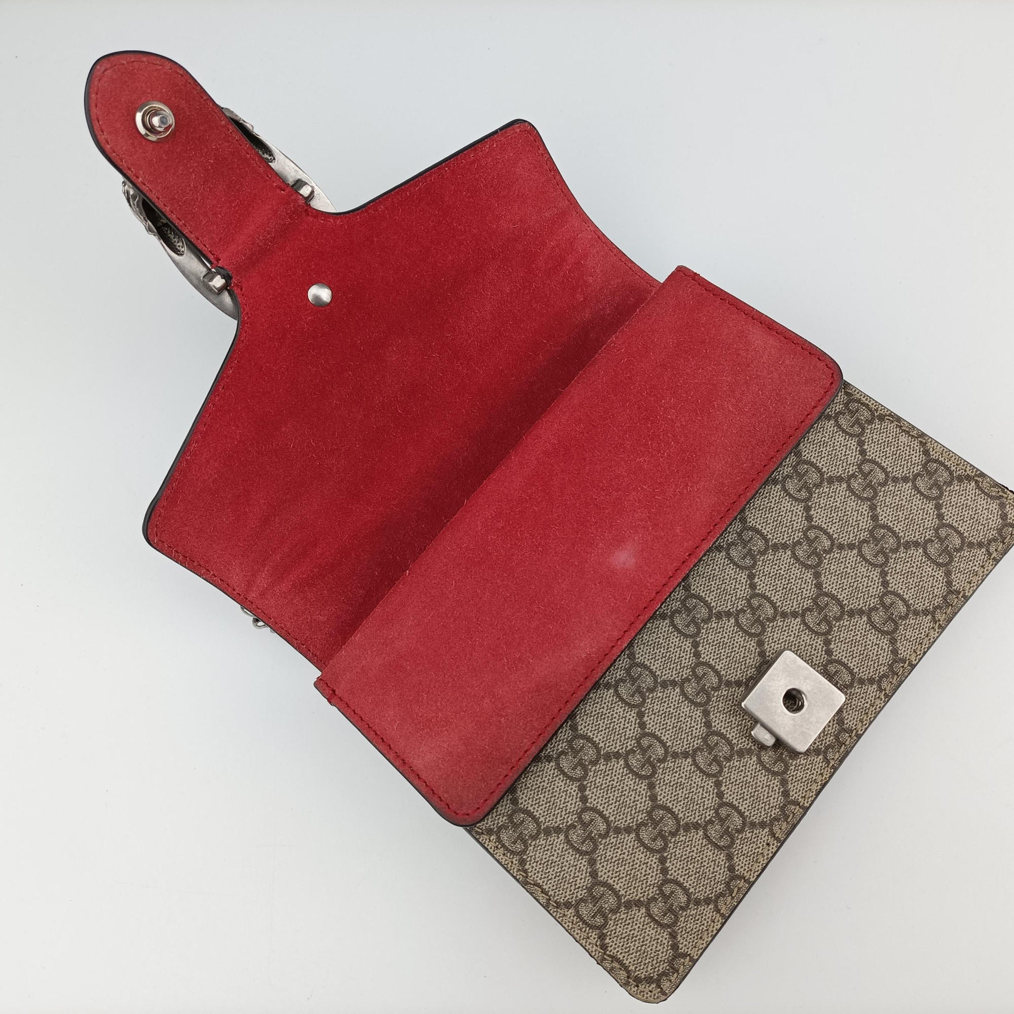 Pre-owned Gucci Dionysus beige×red PVC coated canvas×suede 421970 shoulderbag | stylenewstar