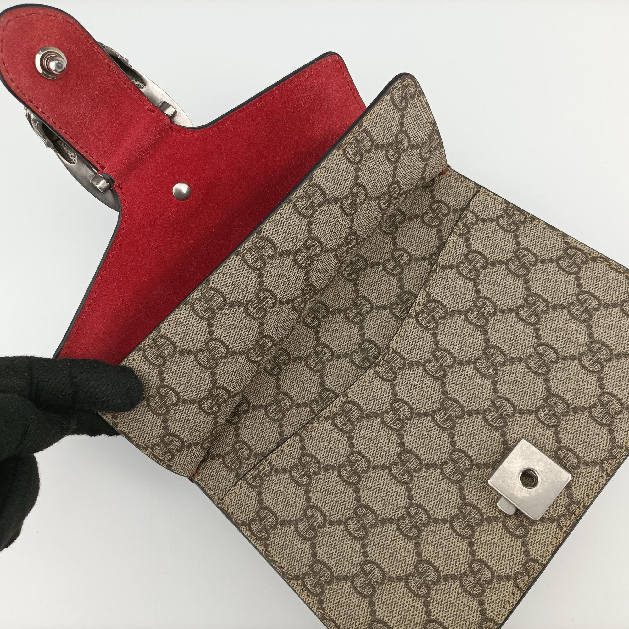 Pre-owned Gucci Dionysus beige×red PVC coated canvas×suede 421970 shoulderbag | stylenewstar