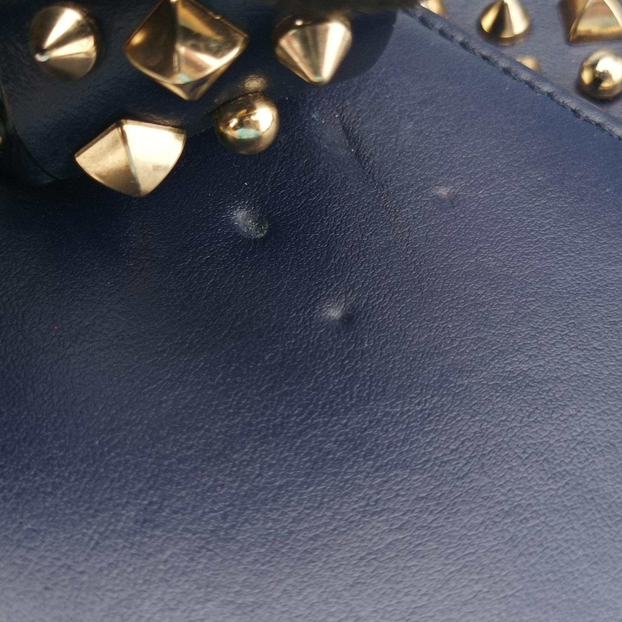 Pre-owned Christian Louboutin Night Tudor Spikes Small Sweet Charity Blue Leather  shoulderbag | stylenewstar