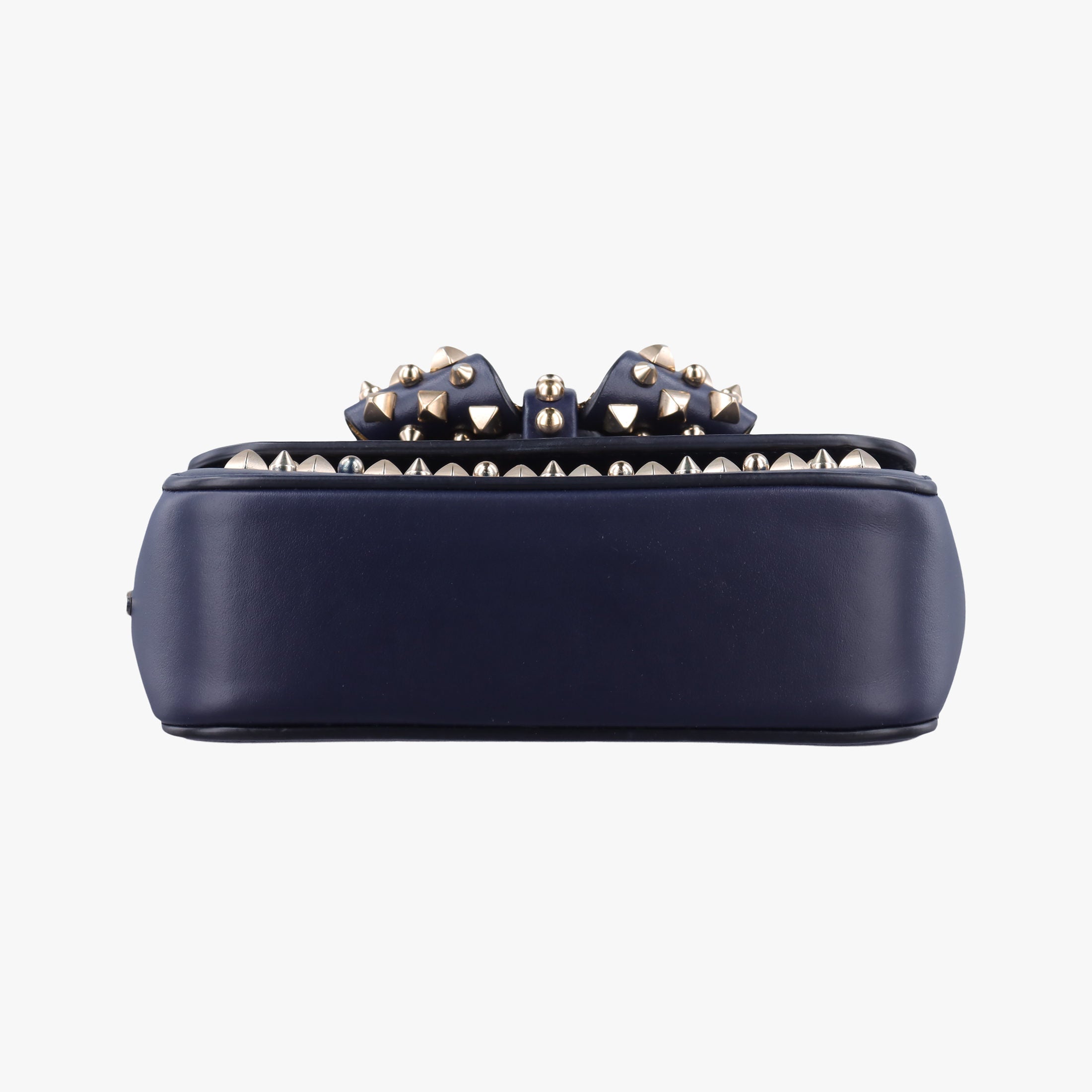 Pre-owned Christian Louboutin Night Tudor Spikes Small Sweet Charity Blue Leather  shoulderbag | stylenewstar