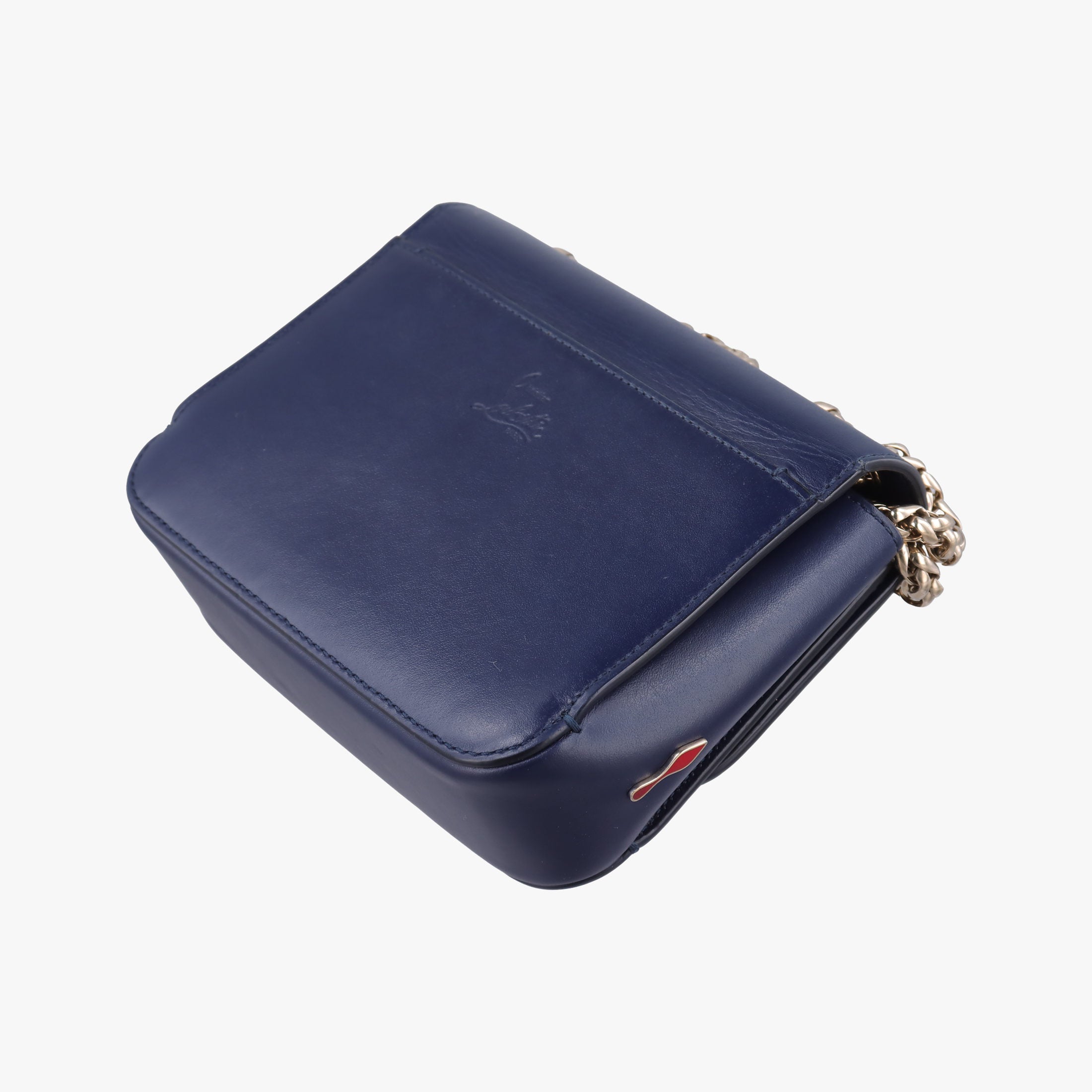 Pre-owned Christian Louboutin Night Tudor Spikes Small Sweet Charity Blue Leather  shoulderbag | stylenewstar