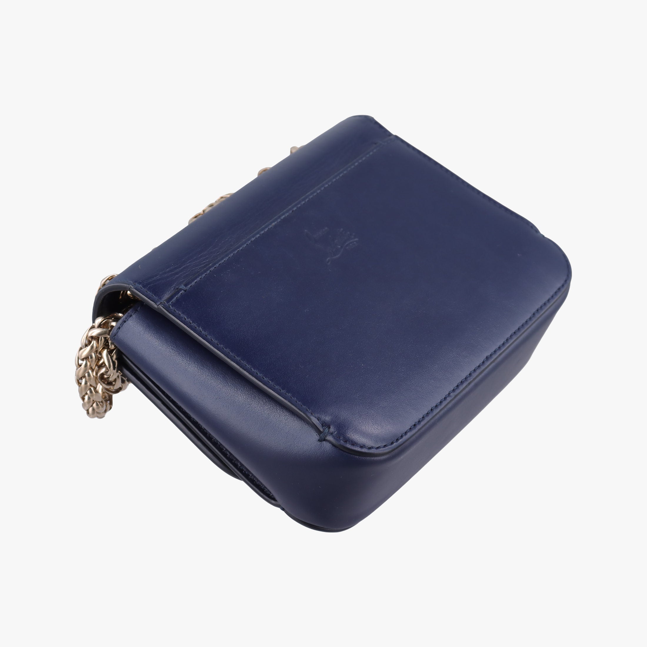 Pre-owned Christian Louboutin Night Tudor Spikes Small Sweet Charity Blue Leather  shoulderbag | stylenewstar
