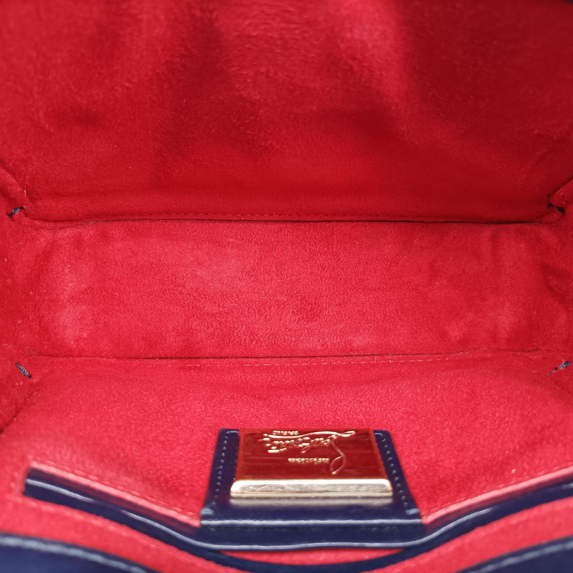 Pre-owned Christian Louboutin Night Tudor Spikes Small Sweet Charity Blue Leather  shoulderbag | stylenewstar