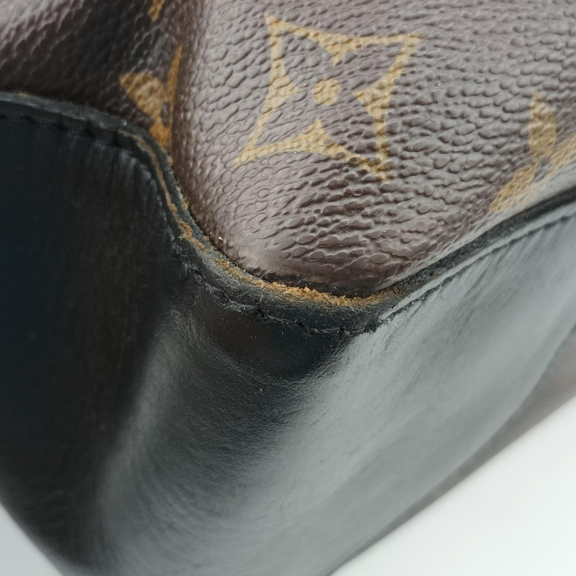 Pre-owned Louis Vuitton TORRES brown×black Monogram Macassar×calf leather M40387 shoulderbag | stylenewstar