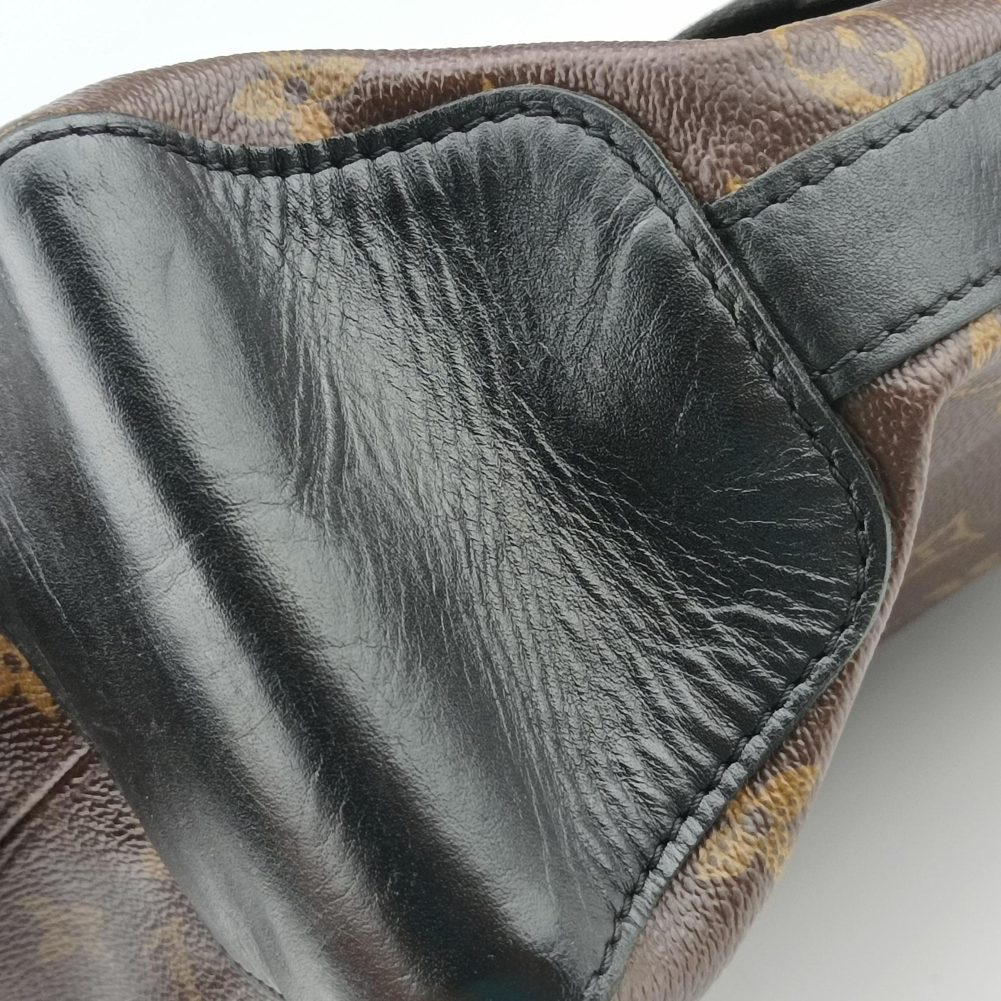 Pre-owned Louis Vuitton TORRES brown×black Monogram Macassar×calf leather M40387 shoulderbag | stylenewstar