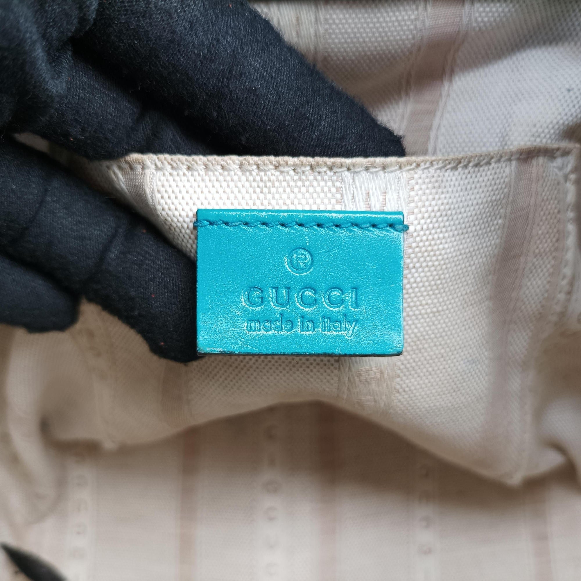 Pre-owned Gucci Bright Diamante Bucket Blue Leather 354229 shoulderbag | stylenewstar