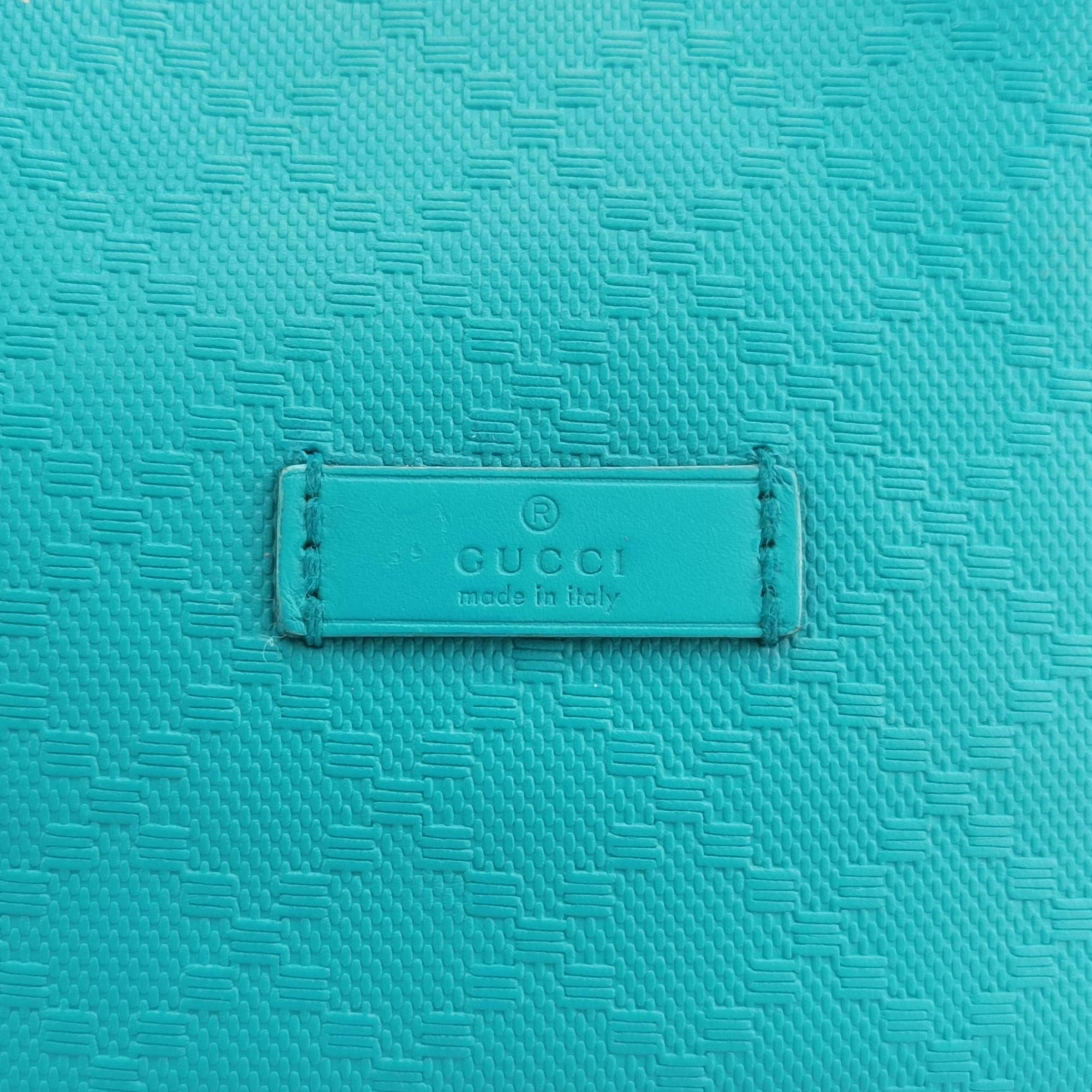 Pre-owned Gucci Bright Diamante Bucket Blue Leather 354229 shoulderbag | stylenewstar