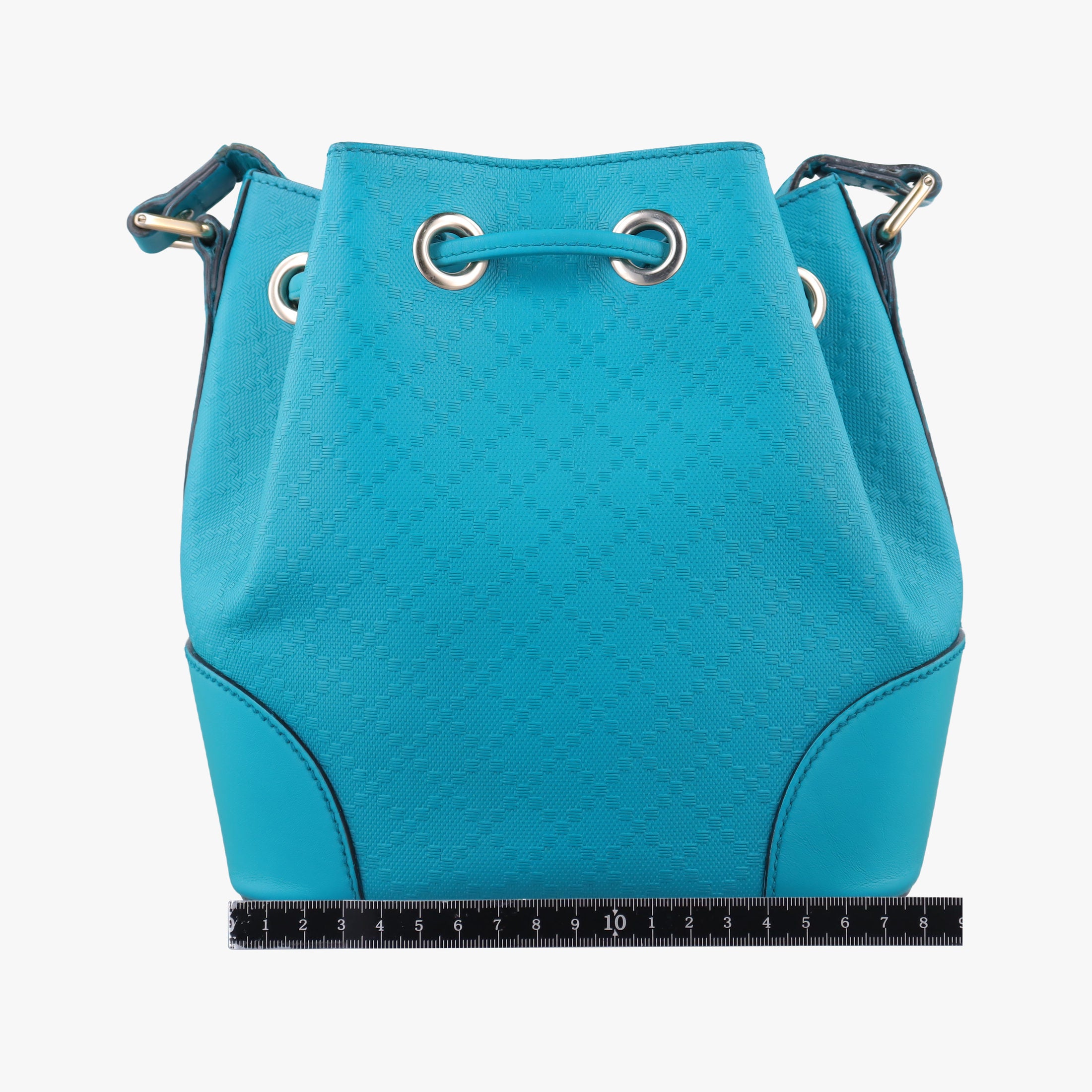 Pre-owned Gucci Bright Diamante Bucket Blue Leather 354229 shoulderbag | stylenewstar