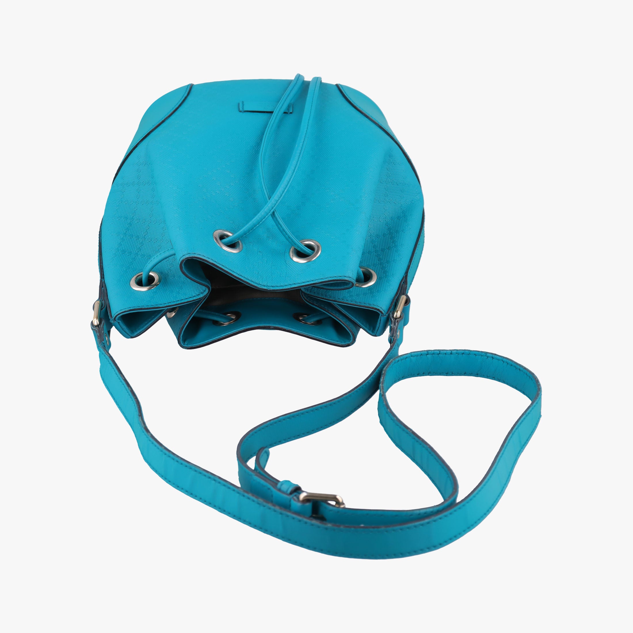 Pre-owned Gucci Bright Diamante Bucket Blue Leather 354229 shoulderbag | stylenewstar