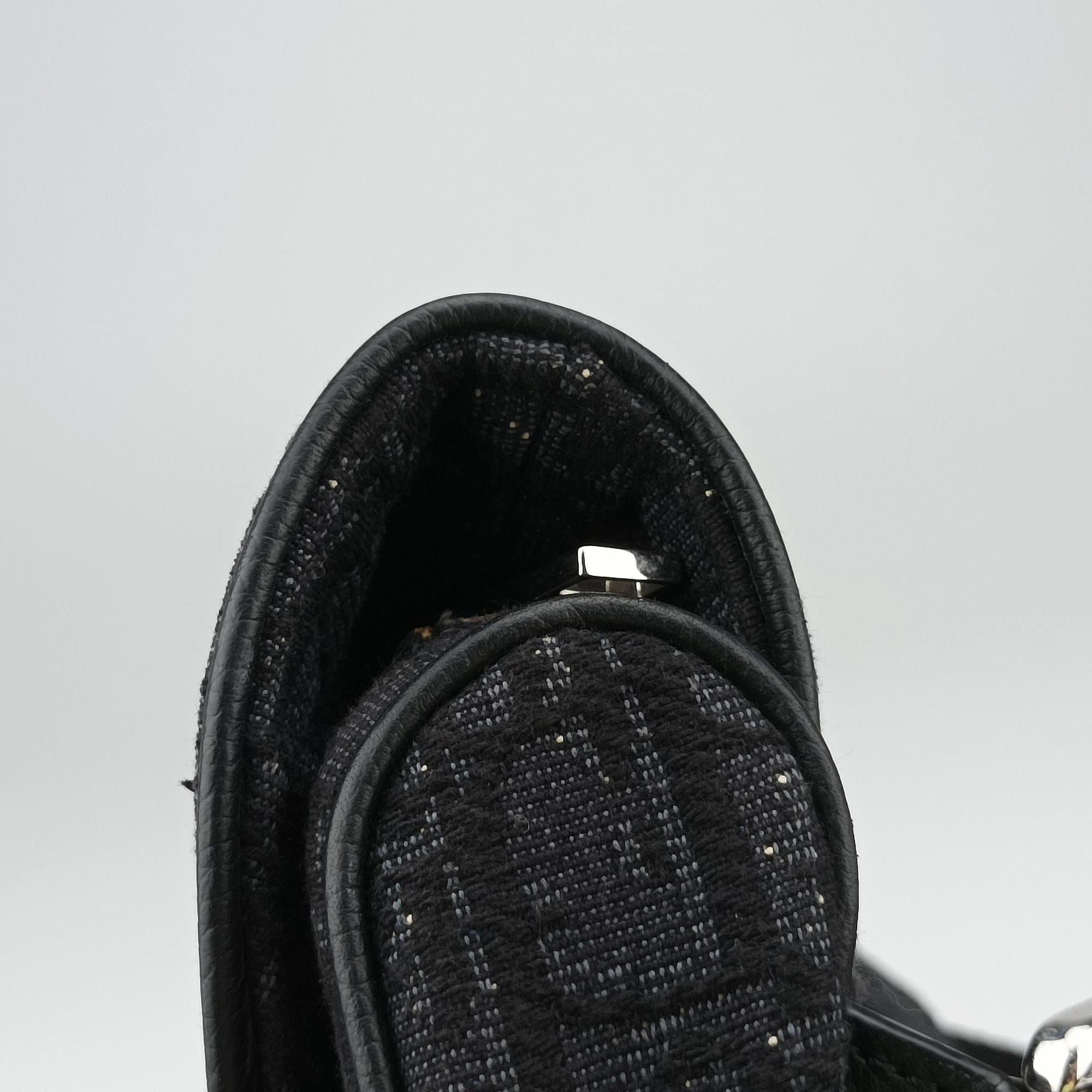 Pre-owned Christian Dior Saddle Black Jacquard×Leather 1ADPO093YKY bum bag/waist bag | stylenewstar