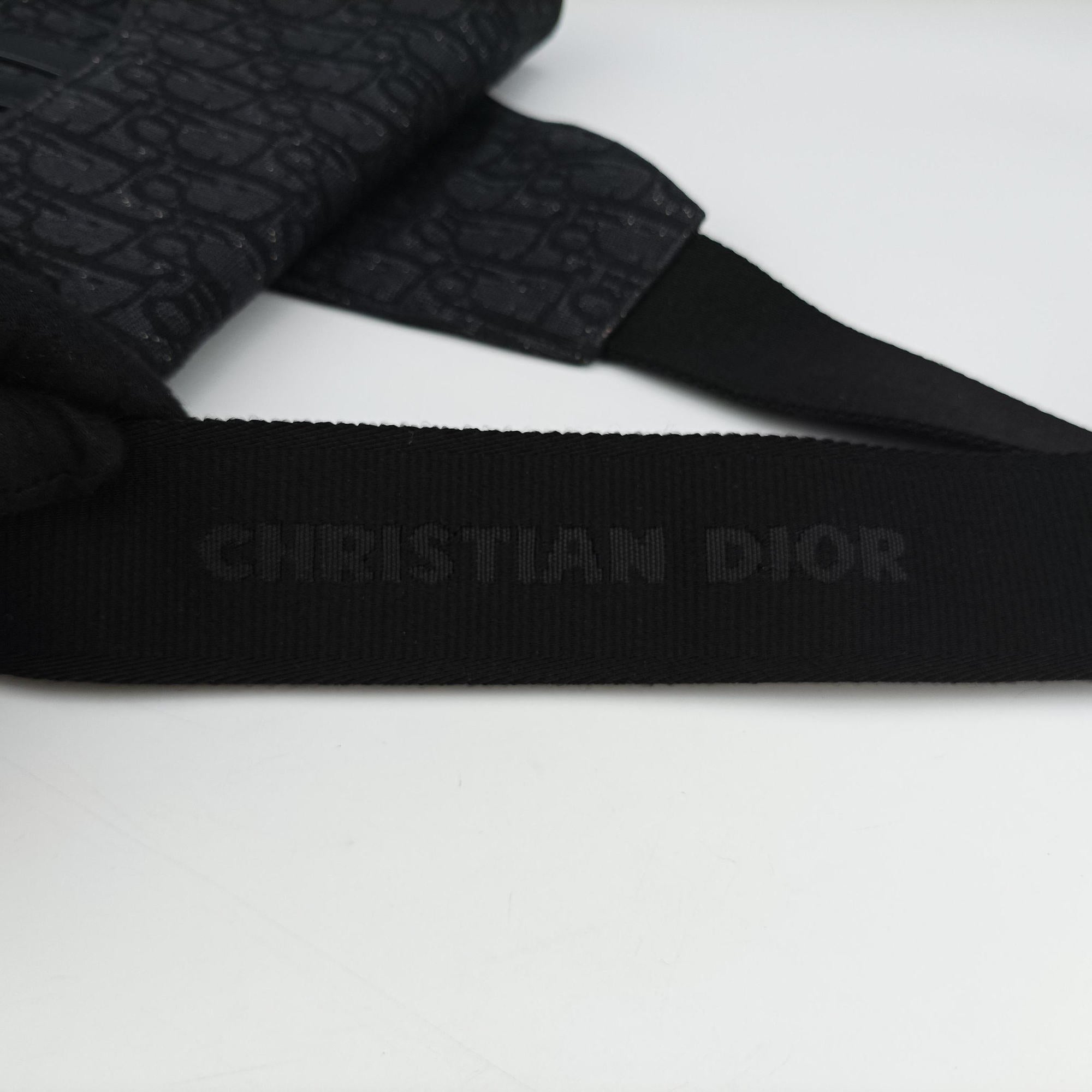 Pre-owned Christian Dior Saddle Black Jacquard×Leather 1ADPO093YKY bum bag/waist bag | stylenewstar