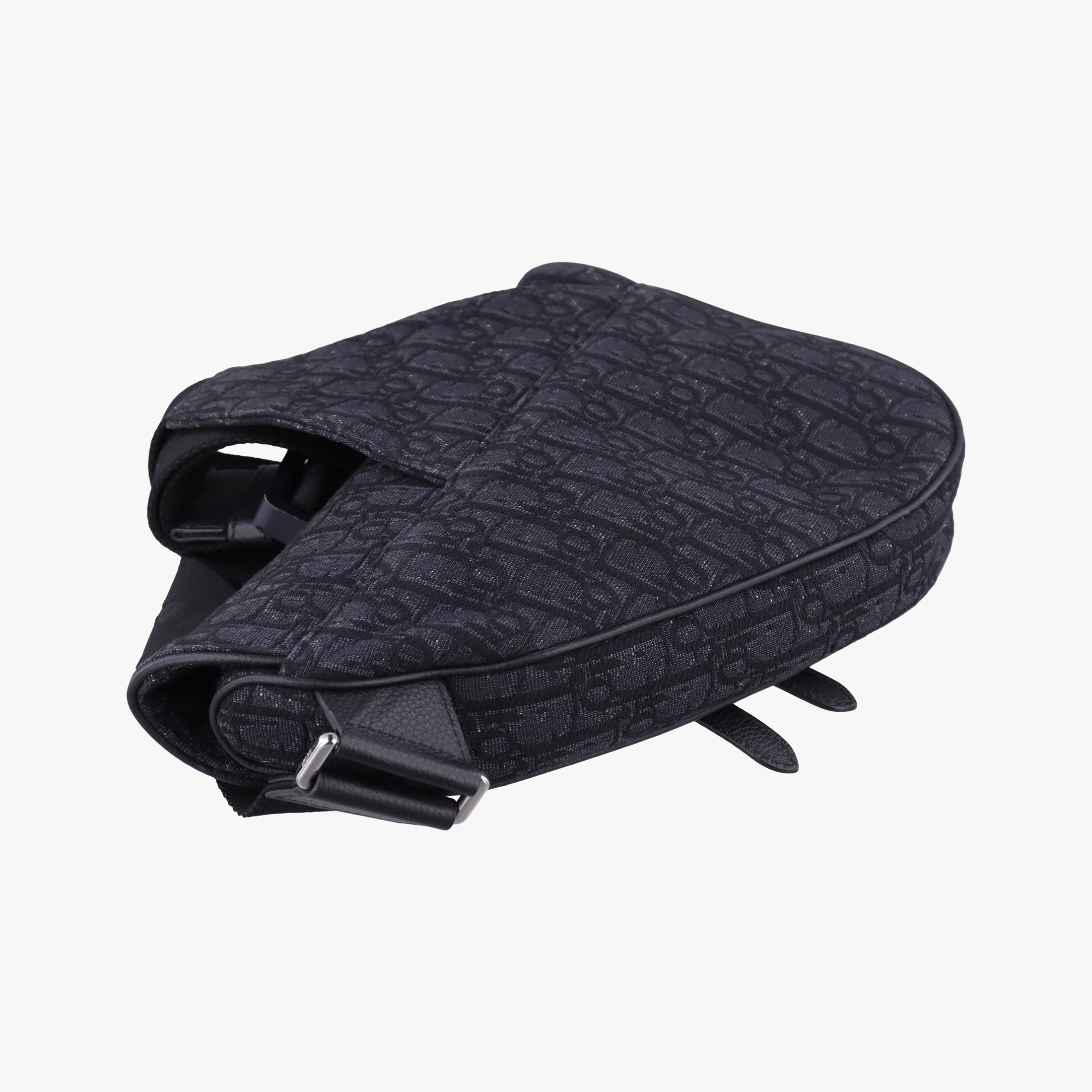 Pre-owned Christian Dior Saddle Black Jacquard×Leather 1ADPO093YKY bum bag/waist bag | stylenewstar