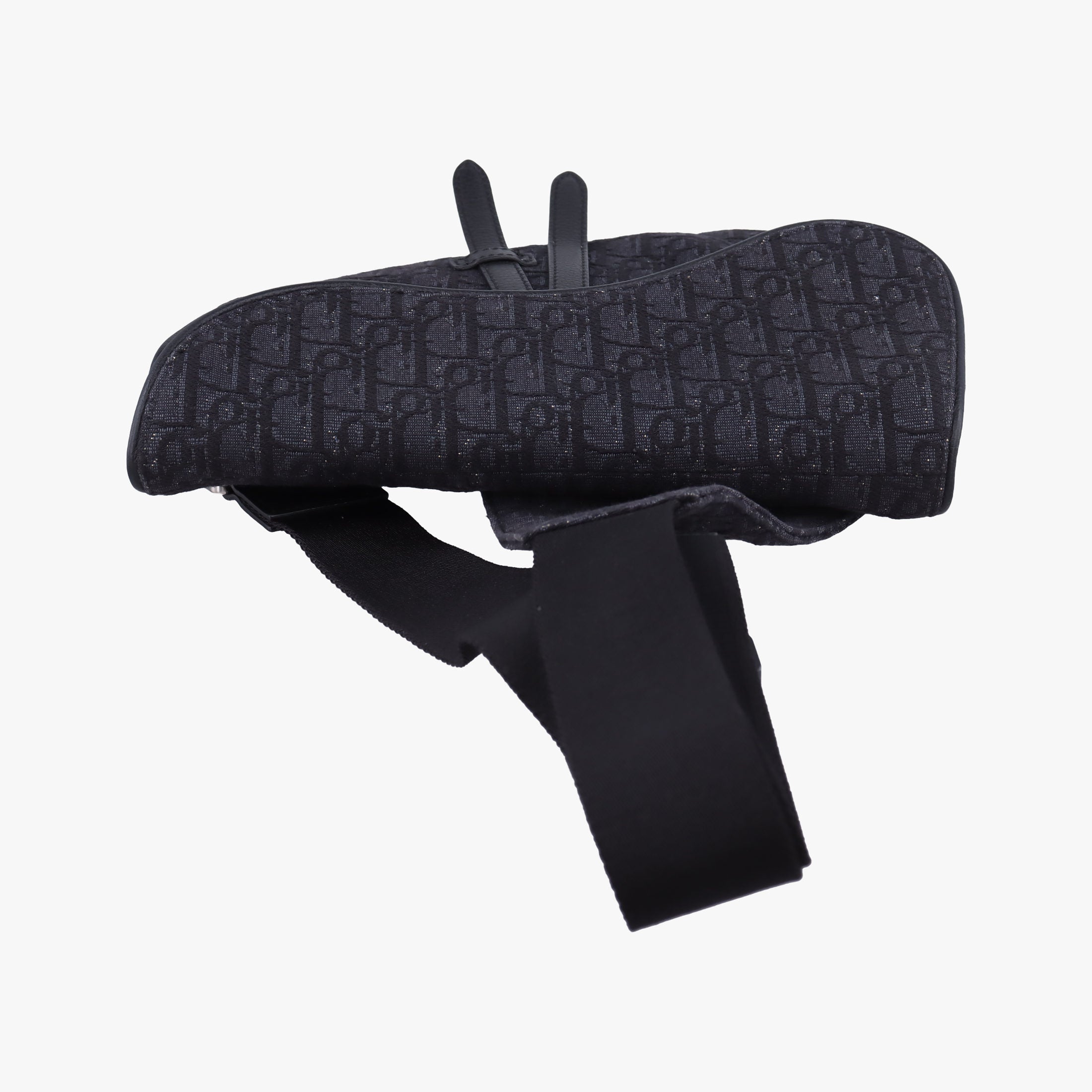 Pre-owned Christian Dior Saddle Black Jacquard×Leather 1ADPO093YKY bum bag/waist bag | stylenewstar