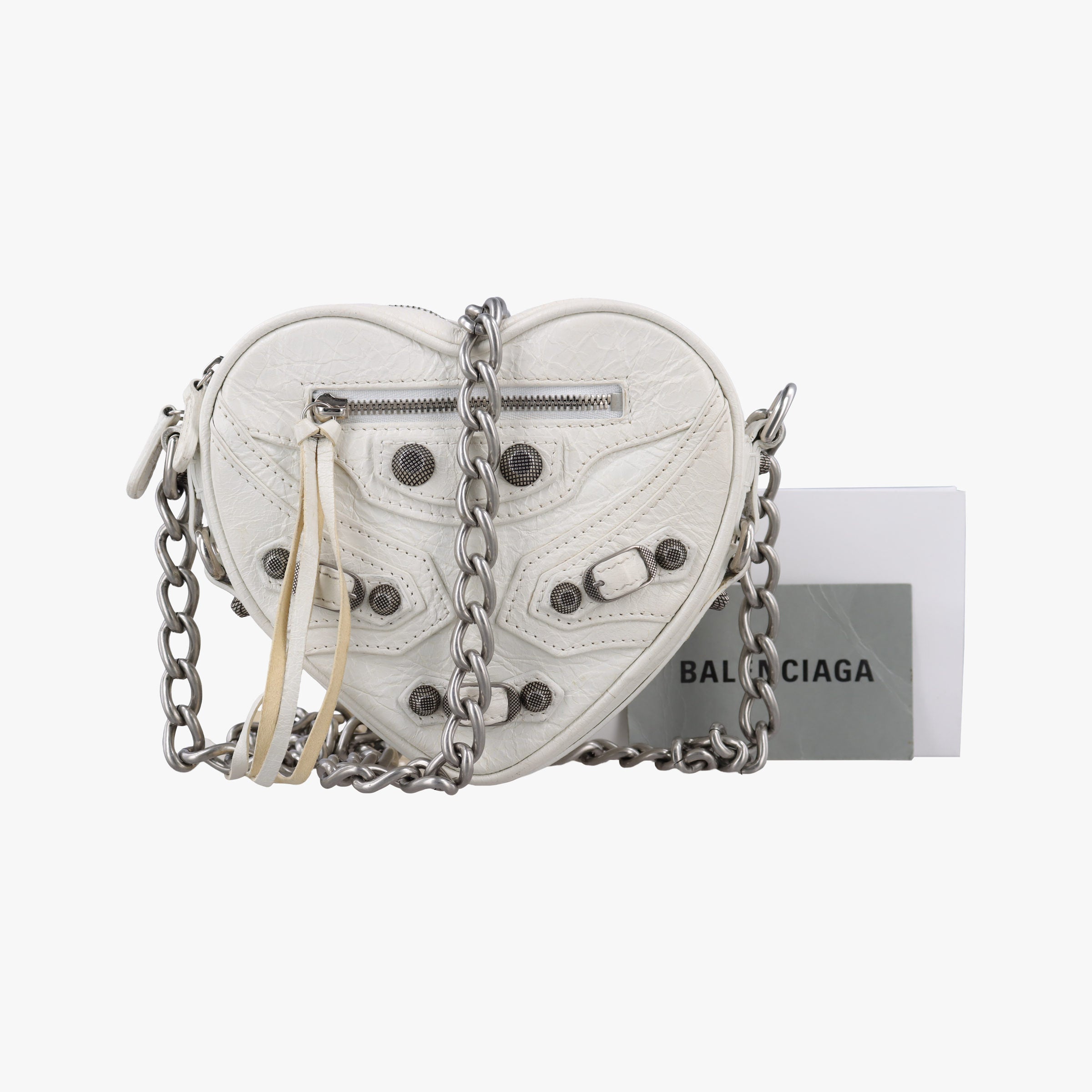 Vintage Balenciaga Le Cagole Heart Mini White lambskin  shoulderbag | stylenewstar