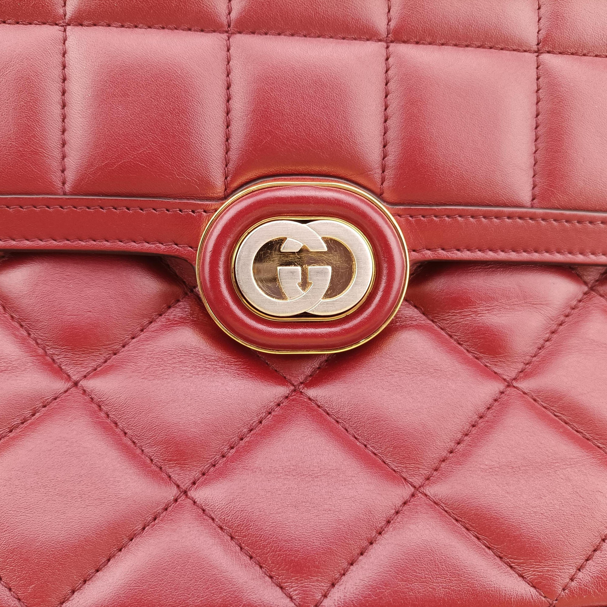Pre-owned Gucci Mini Deco Burgundy Leather 740834 shoulderbag | stylenewstar
