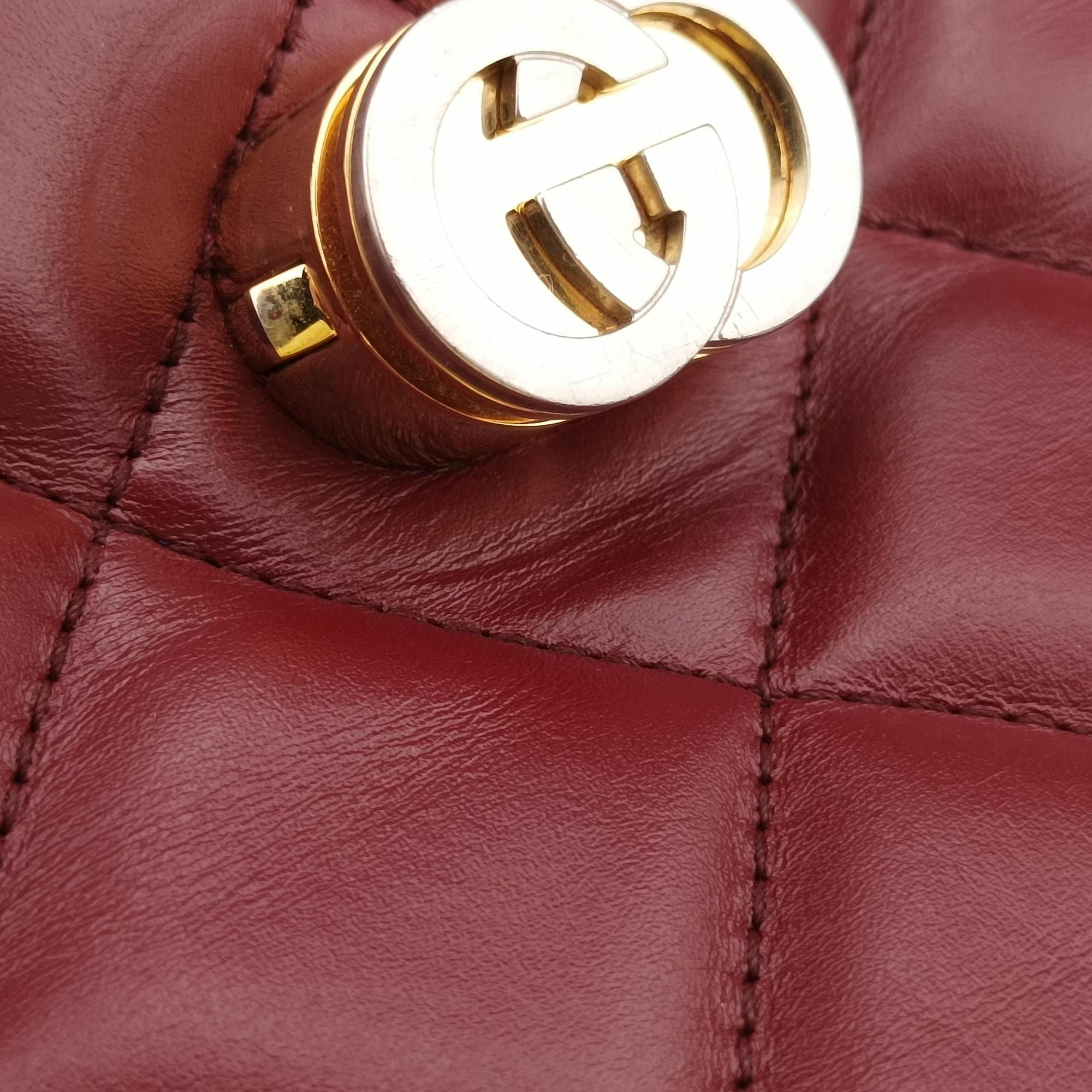 Pre-owned Gucci Mini Deco Burgundy Leather 740834 shoulderbag | stylenewstar