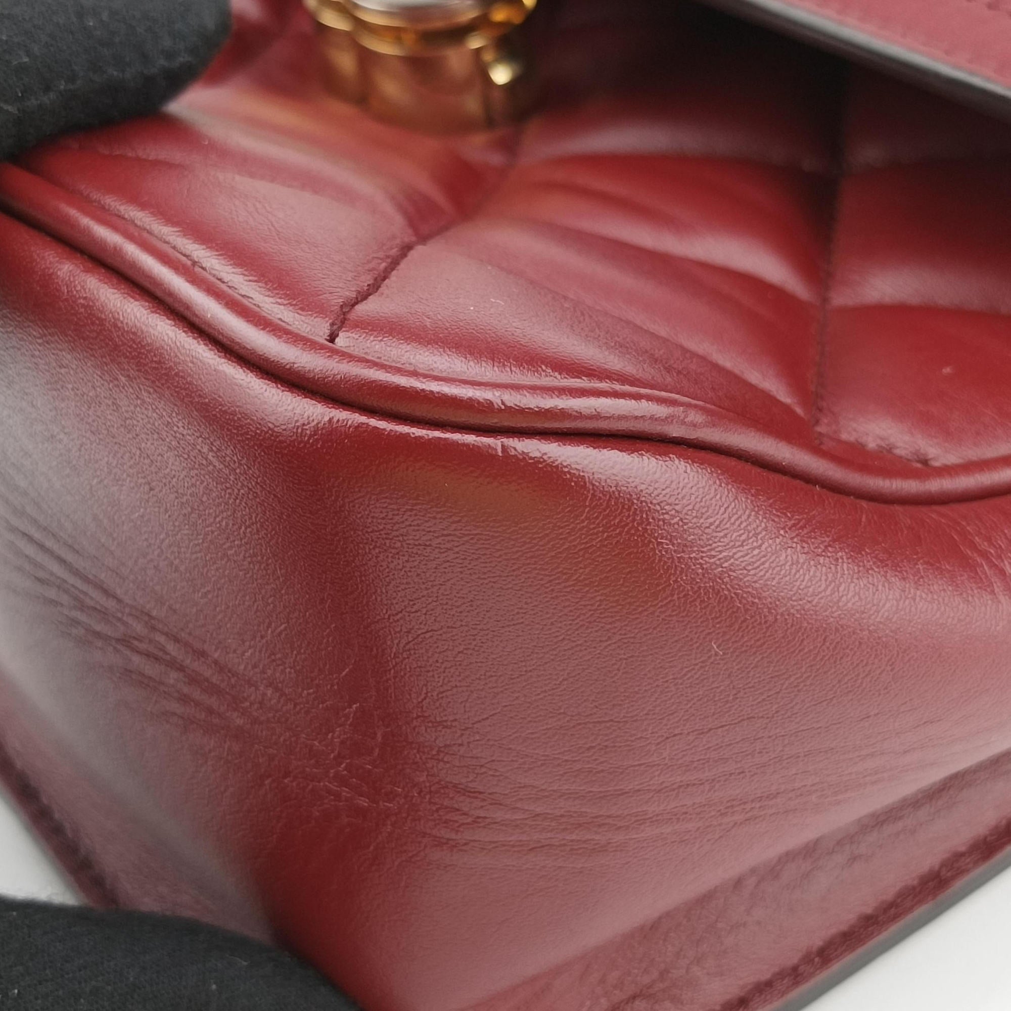 Pre-owned Gucci Mini Deco Burgundy Leather 740834 shoulderbag | stylenewstar