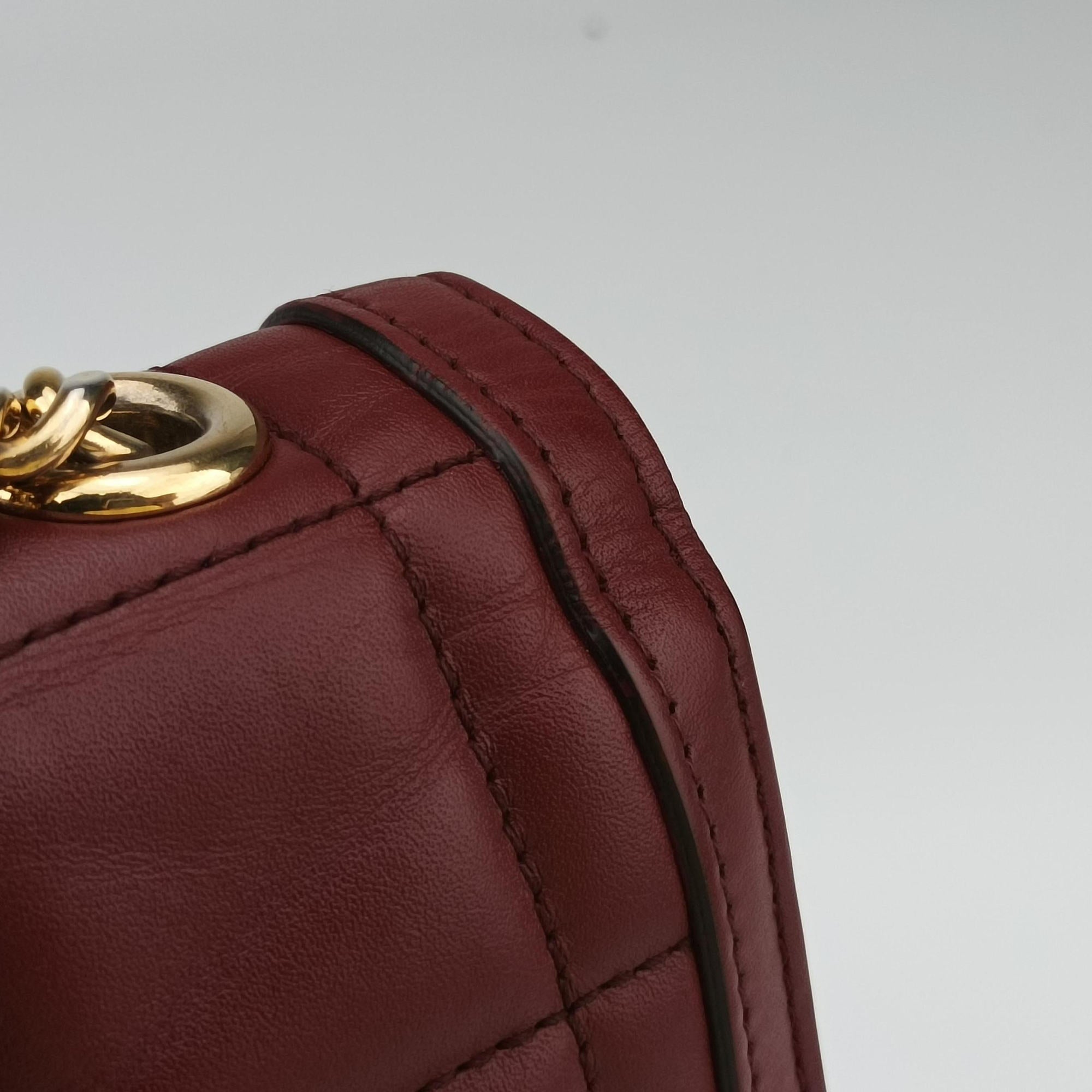 Pre-owned Gucci Mini Deco Burgundy Leather 740834 shoulderbag | stylenewstar