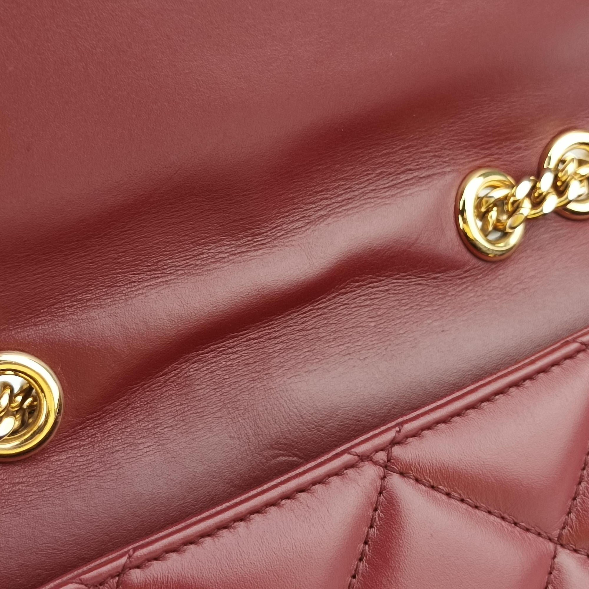 Pre-owned Gucci Mini Deco Burgundy Leather 740834 shoulderbag | stylenewstar