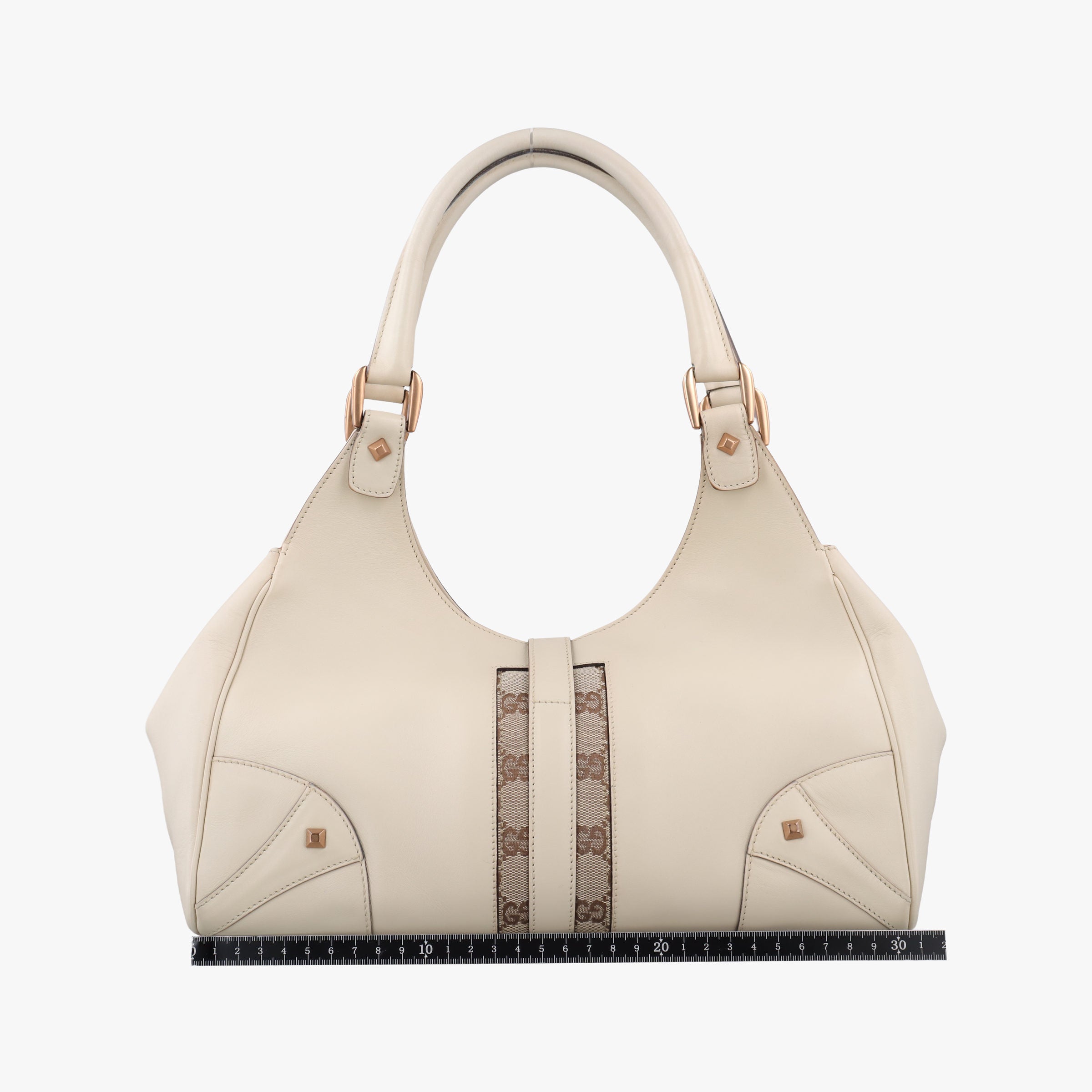 Pre-owned Gucci New Jackie White Leather×canvas 124407 handbag | stylenewstar