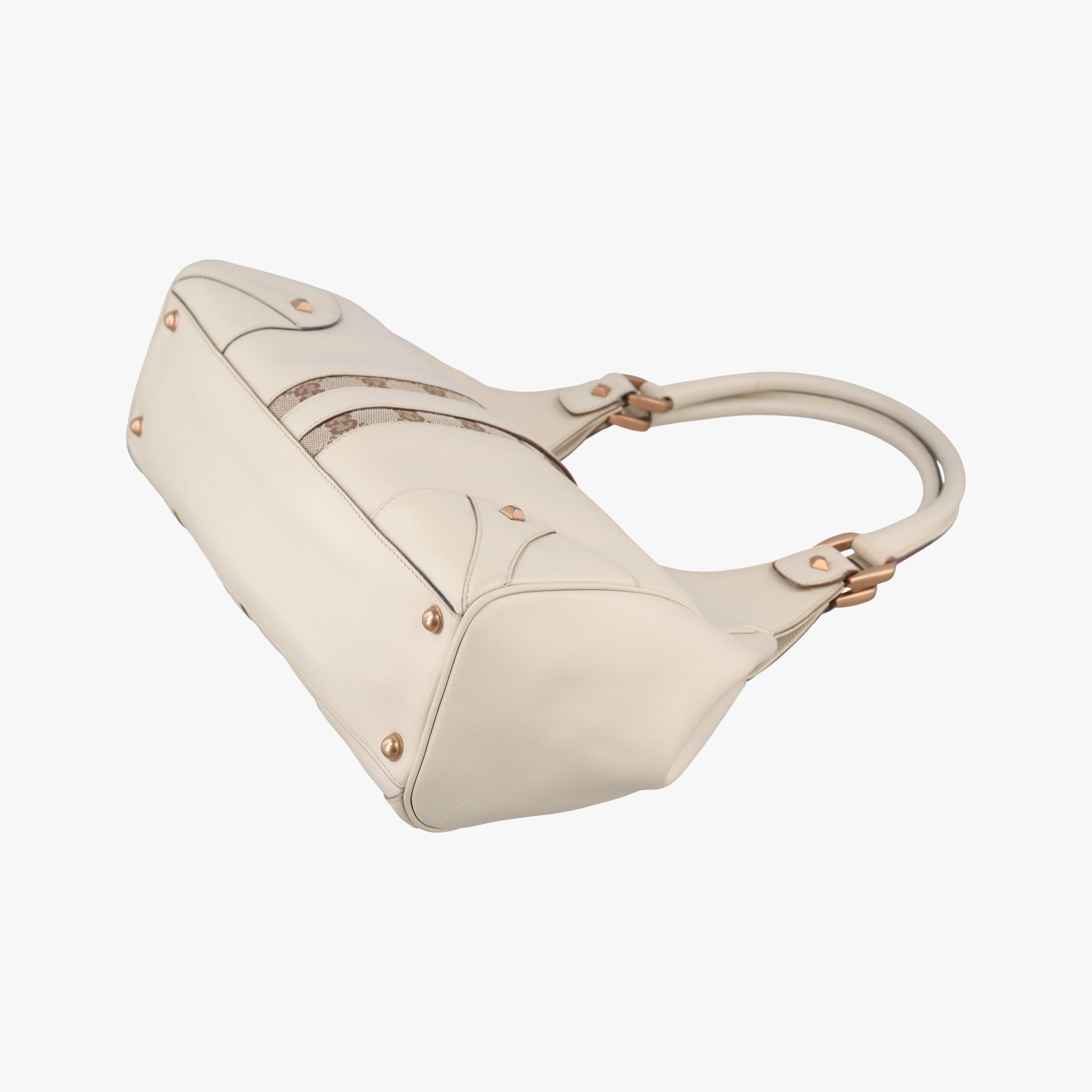 Pre-owned Gucci New Jackie White Leather×canvas 124407 handbag | stylenewstar