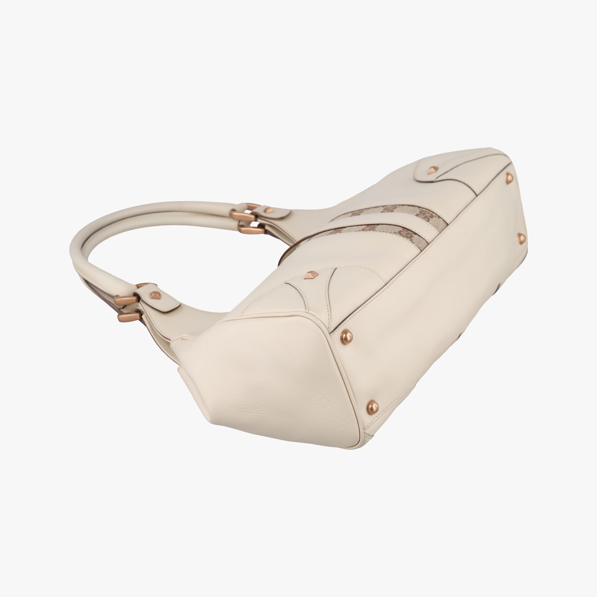 Pre-owned Gucci New Jackie White Leather×canvas 124407 handbag | stylenewstar