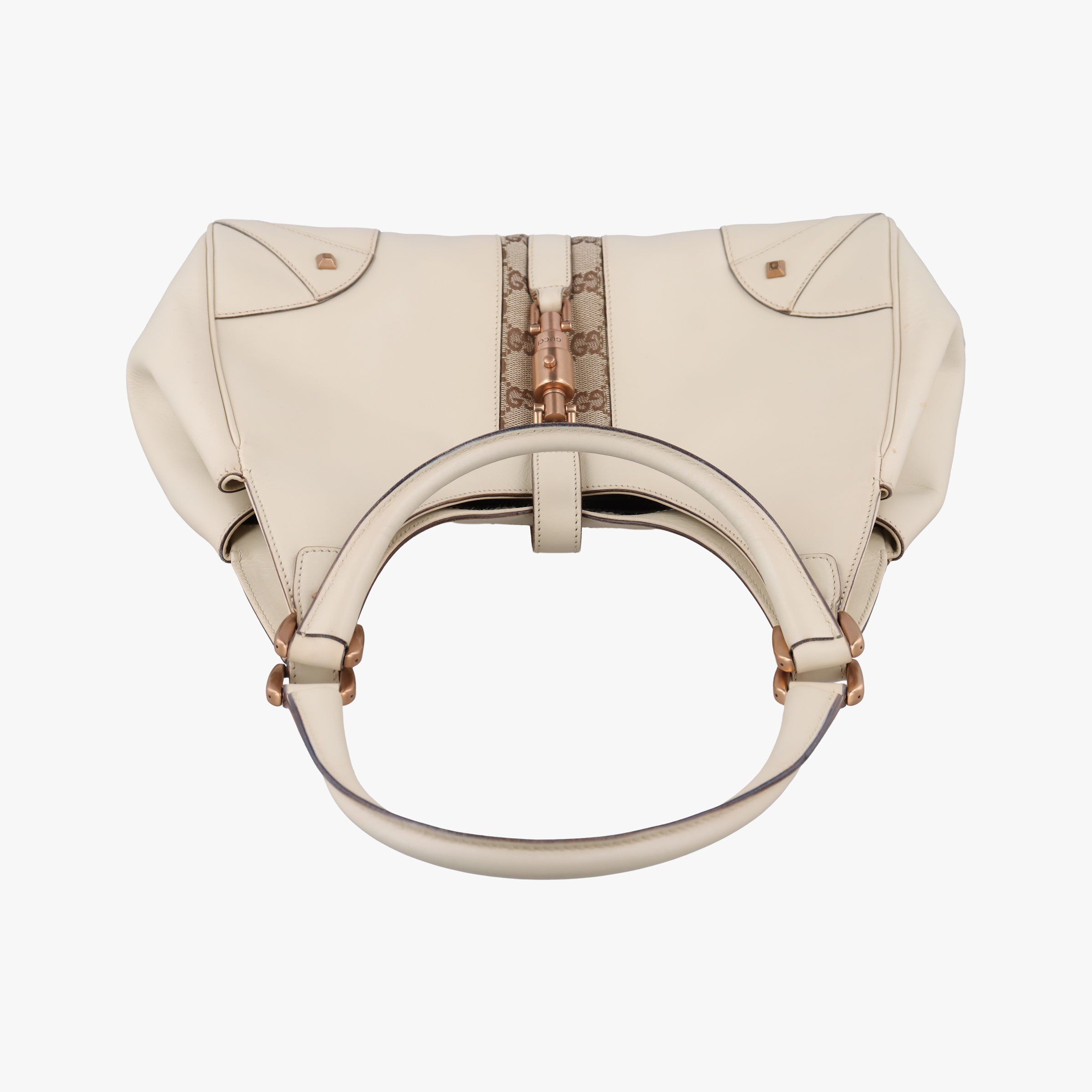 Pre-owned Gucci New Jackie White Leather×canvas 124407 handbag | stylenewstar
