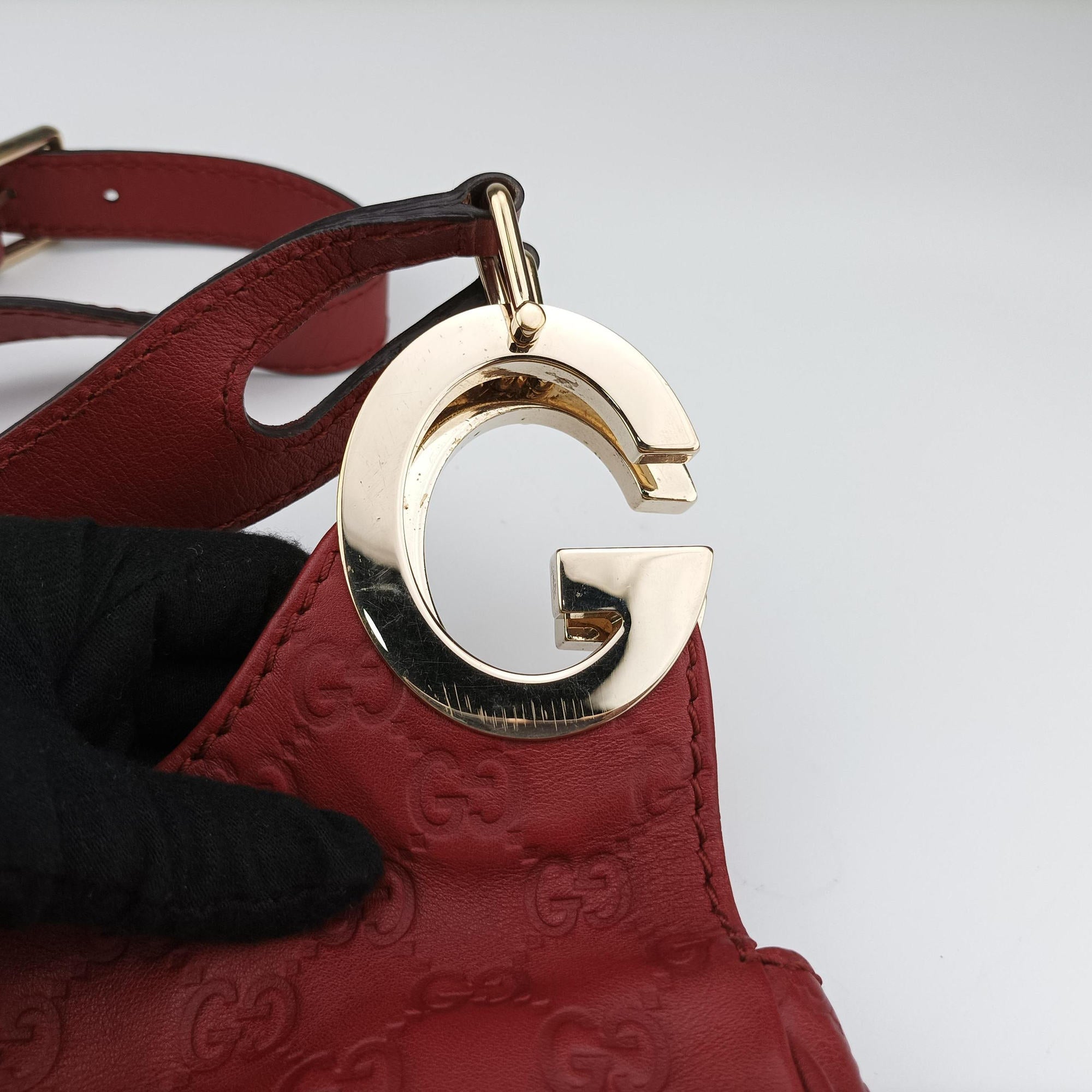 Pre-owned Gucci Charlotte Red Leather 203503 shoulderbag | stylenewstar