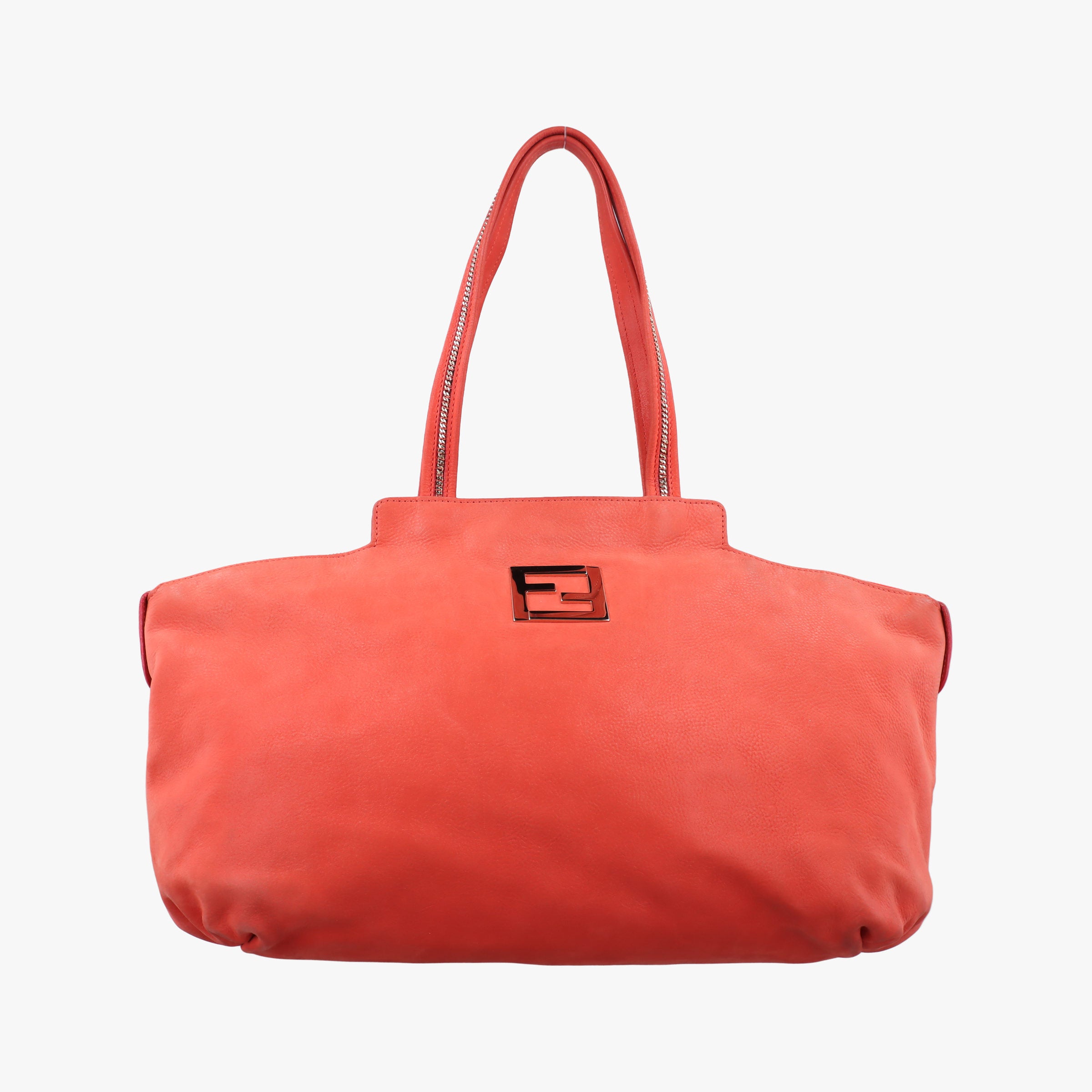Pre-owned Fendi Lampo FF Logo Orange Leather 8BR636 shoulderbag | stylenewstar