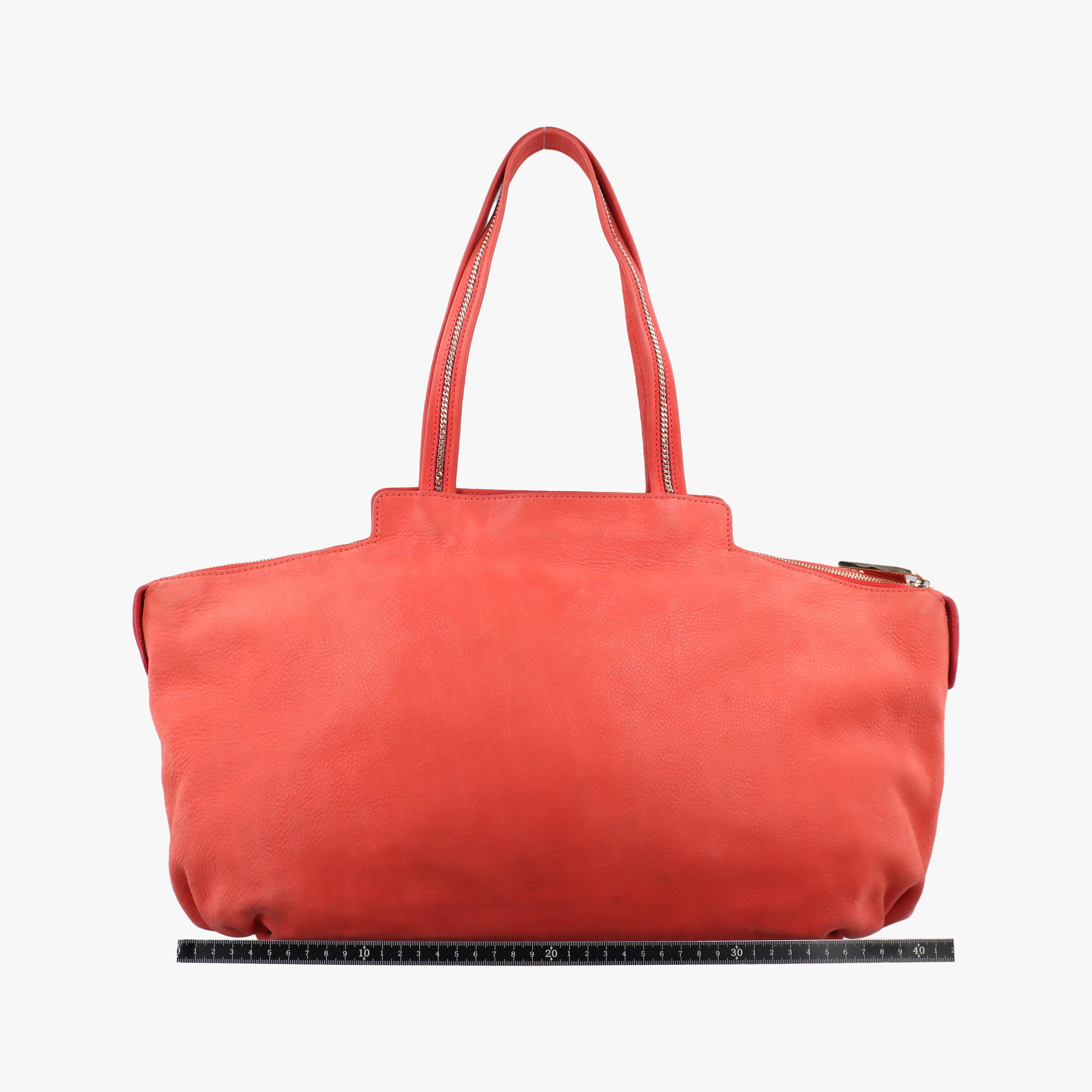 Pre-owned Fendi Lampo FF Logo Orange Leather 8BR636 shoulderbag | stylenewstar