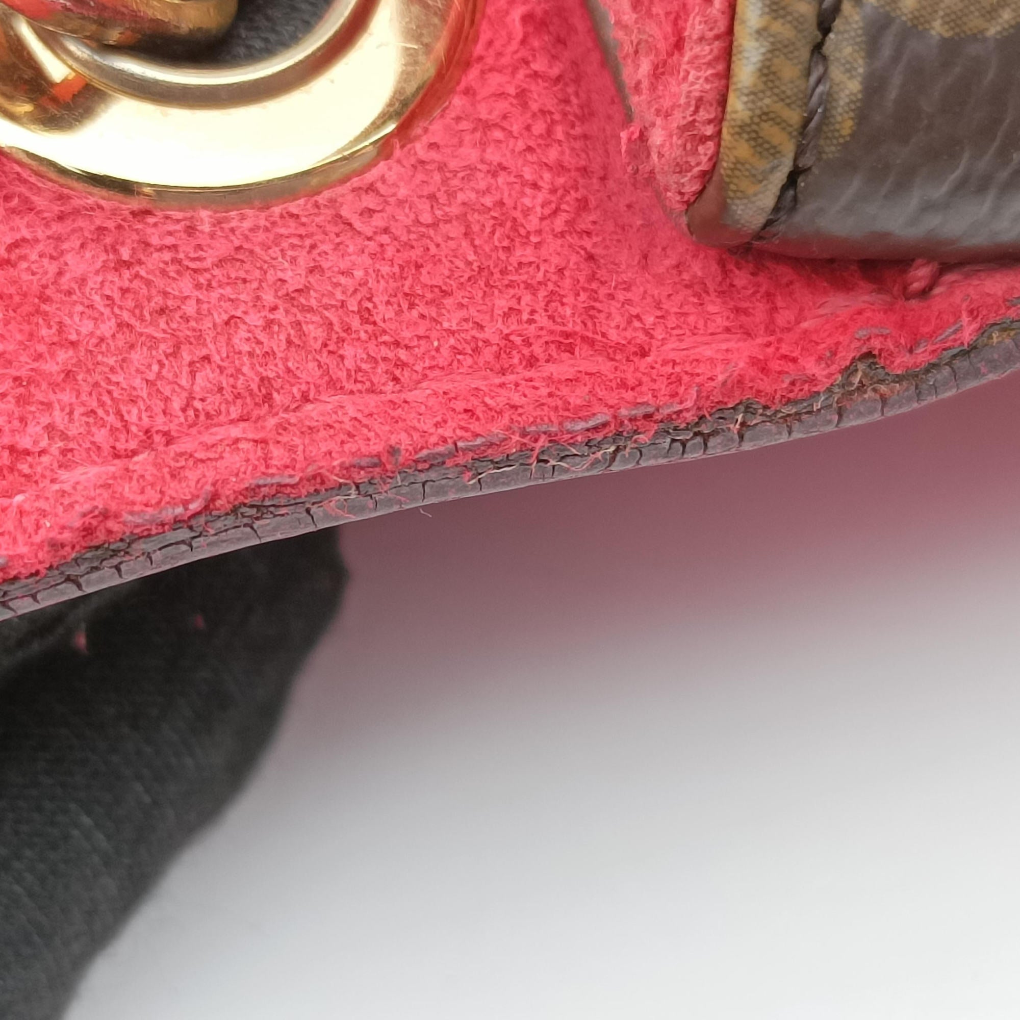 Pre-owned Louis Vuitton PALLAS Chain Brown×Poppy Petal Monogram Canvas×calf leather M41741 shoulderbag | stylenewstar